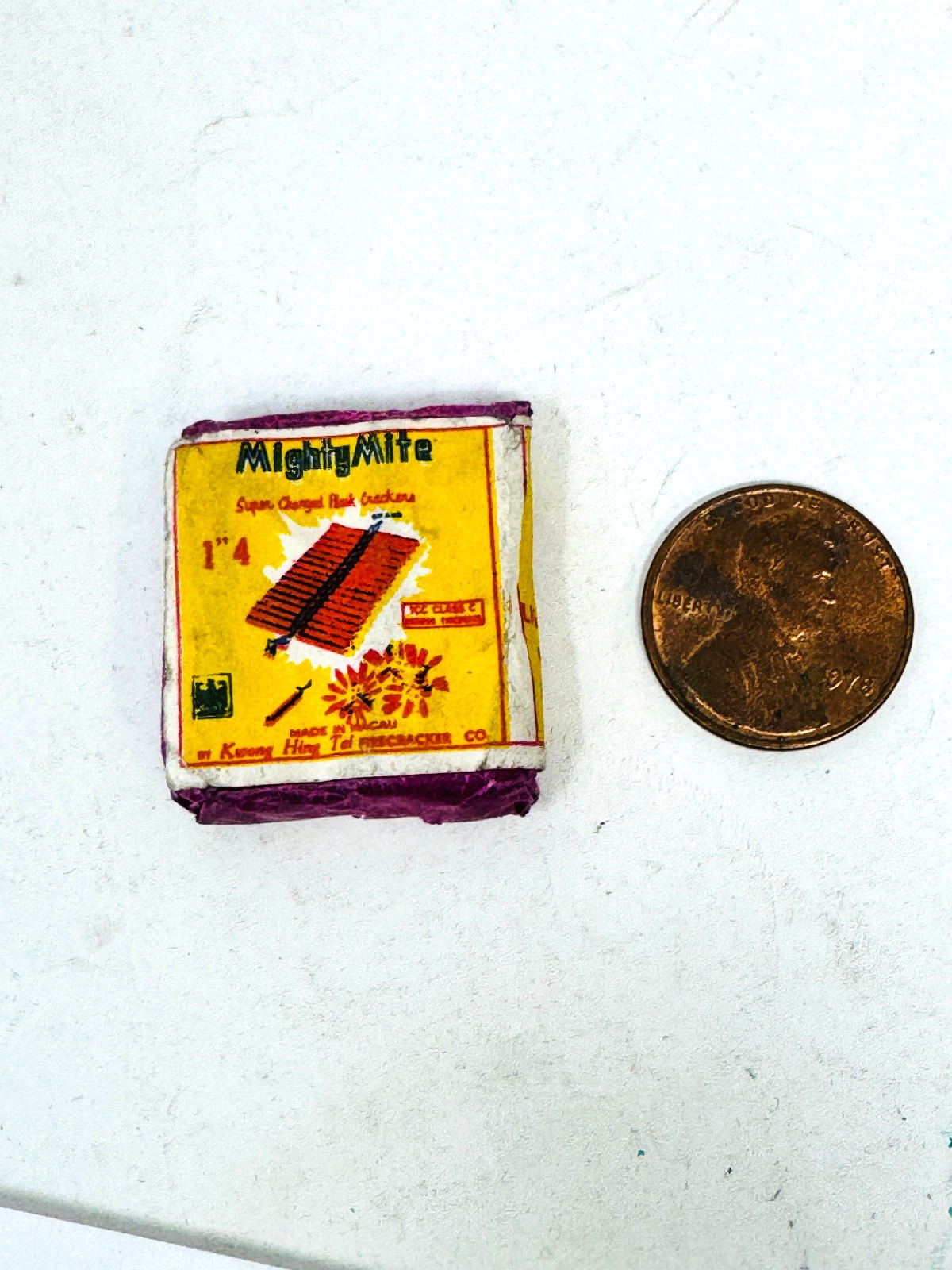 Vintage Firecracker Label MIGHTY MIGHT PENNY PACK Macau