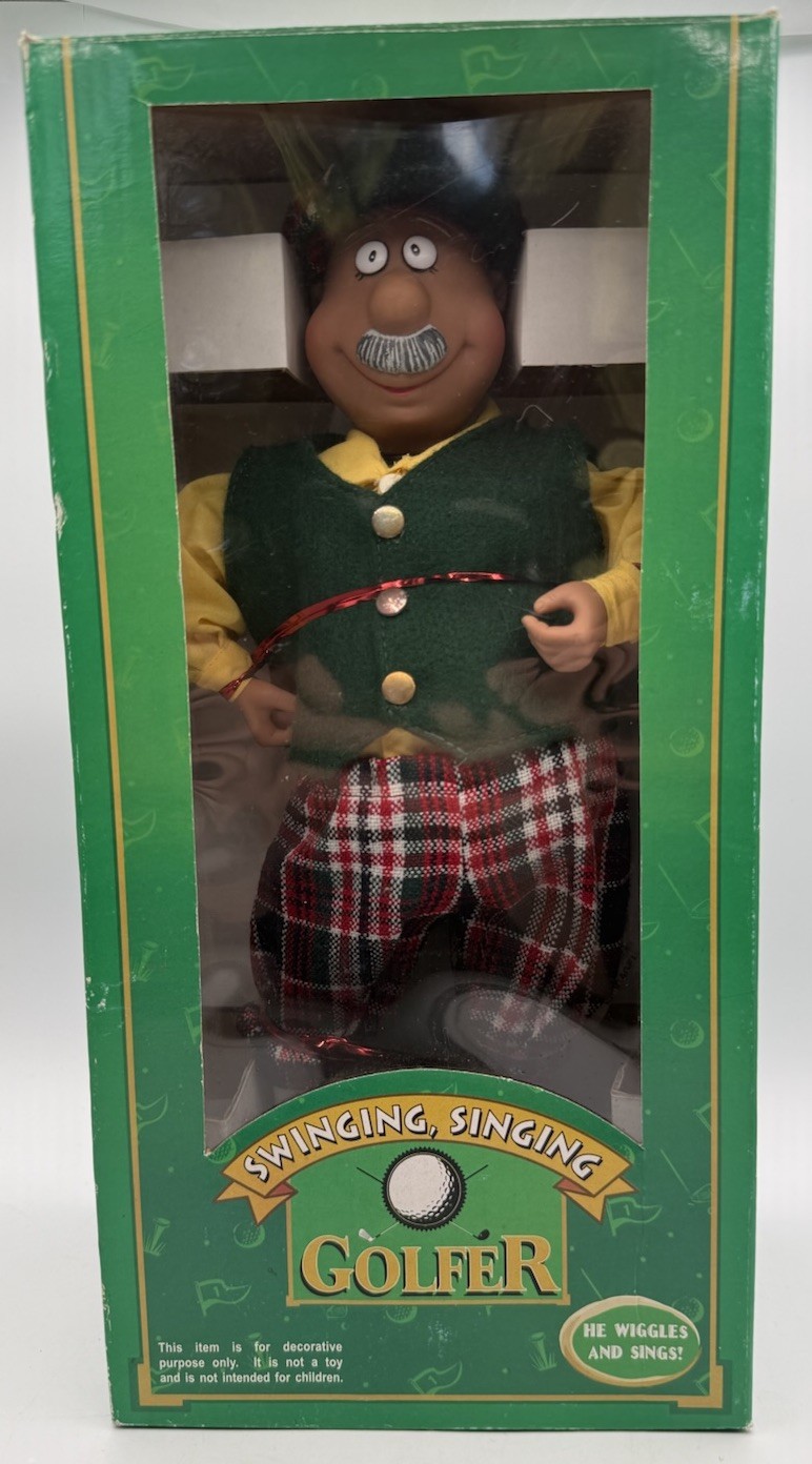 Perfect For The Golfer. Singing & Swinging Golfer Man Figure Never Out Of Box