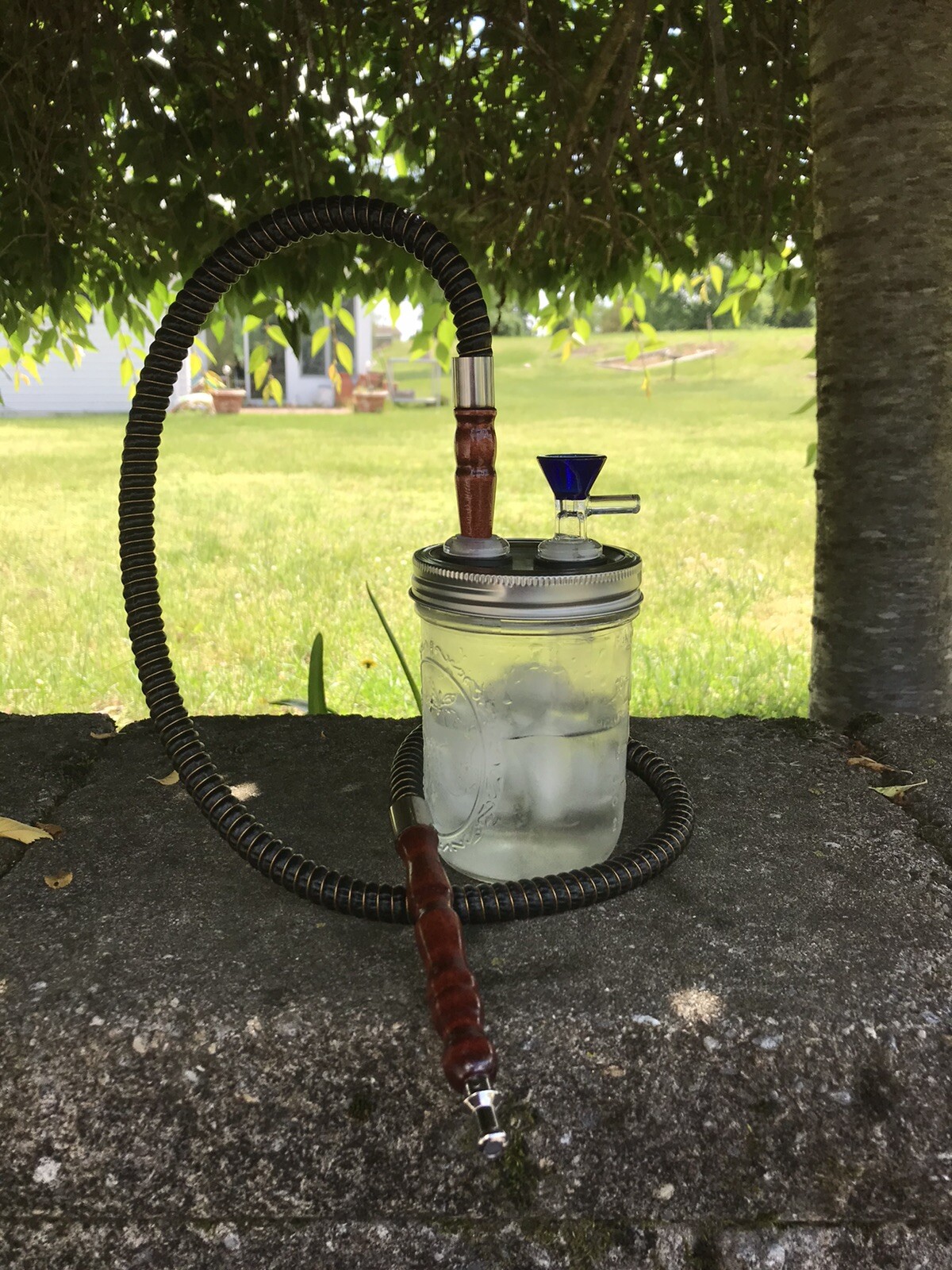 Mason Jar Hookah Bong Water Pipe Bubbler Pint 16oz Easy Clean 14mm Bowl Koozie