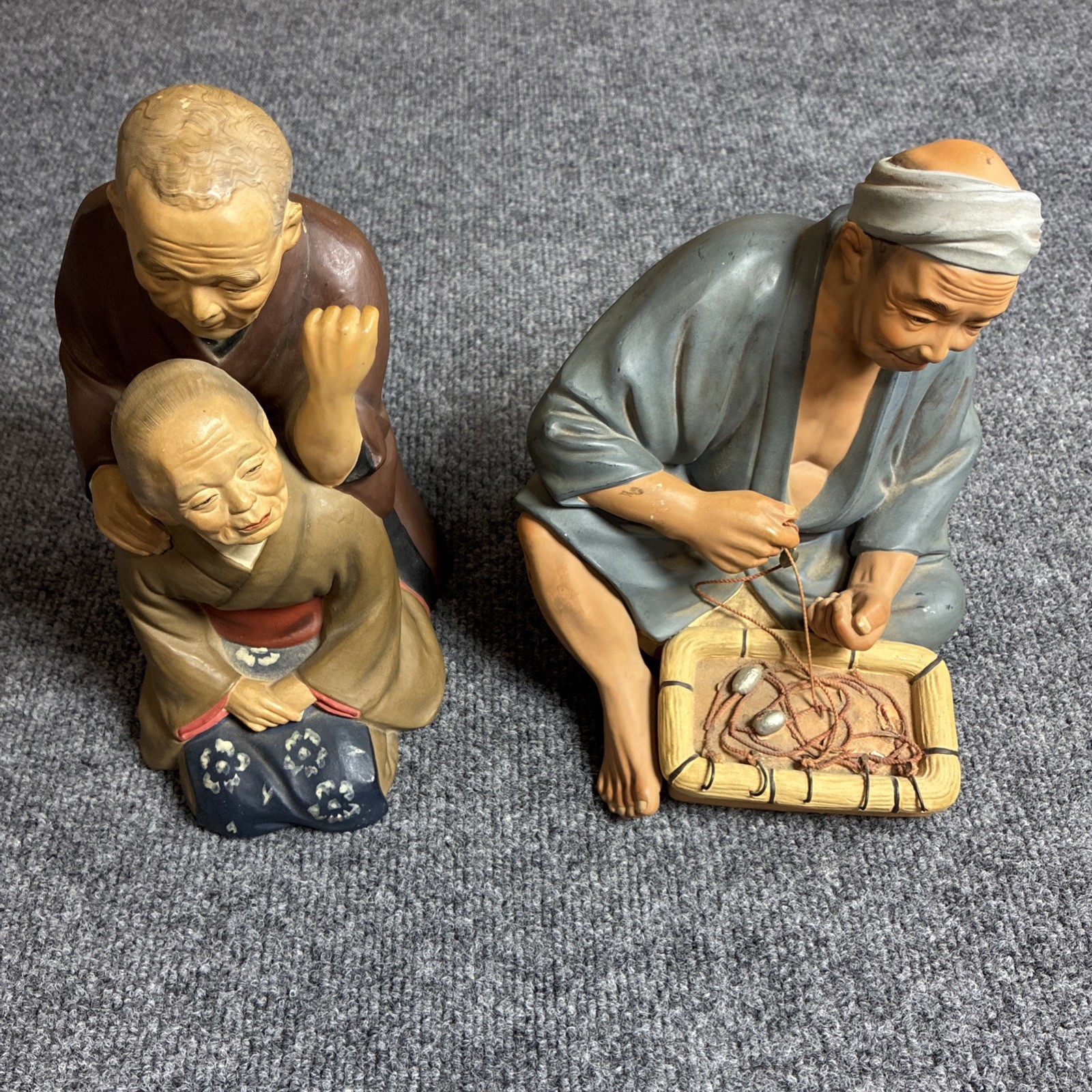 Japanese HAKATA URASAKI 2 Antique Clay Dolls Japanese HAKATA URASAKI 2 Antique Clay Dolls