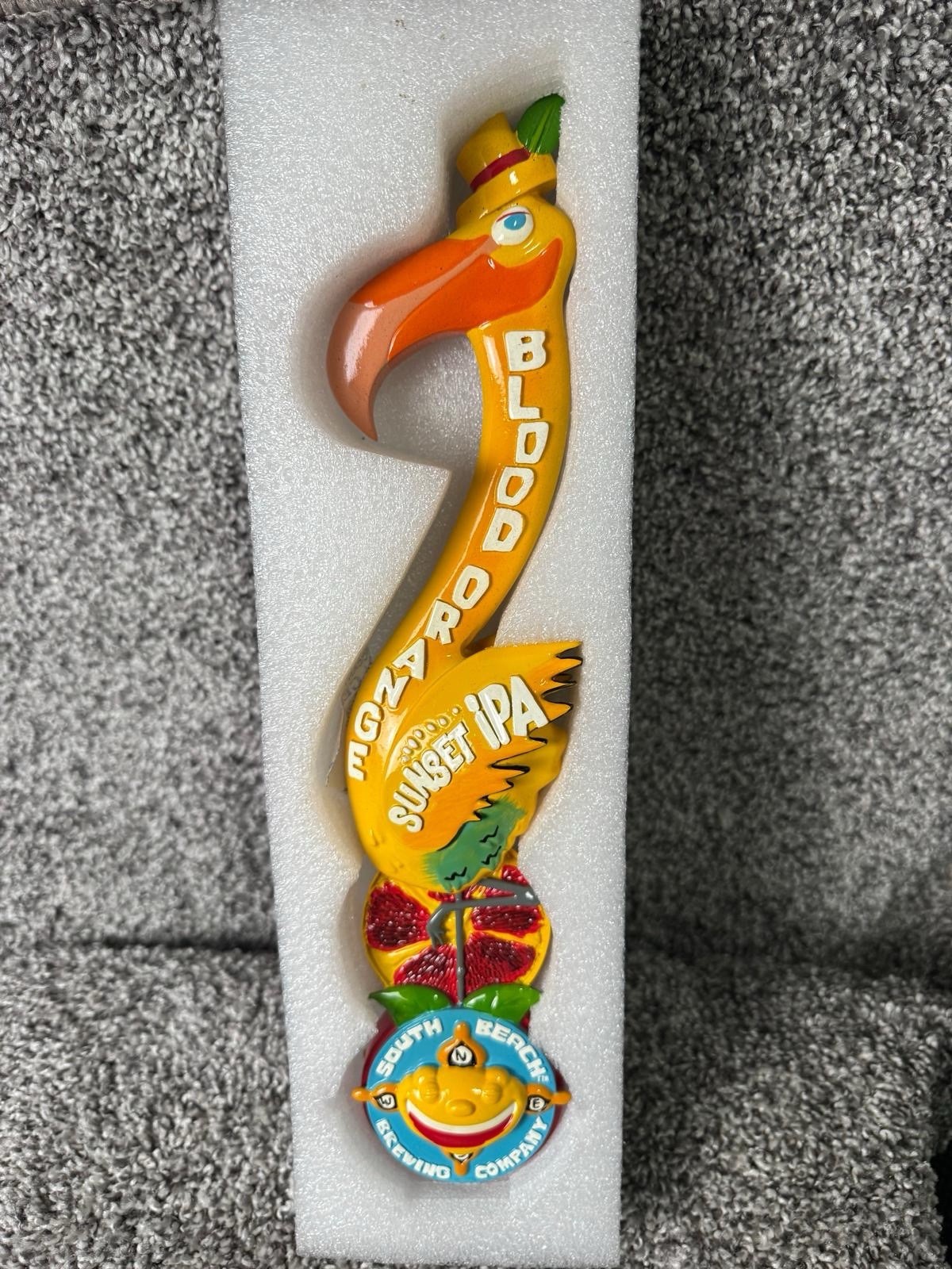 South Beach Brewing co. Beer Tap Handle Blood Orange Sunset IPA Pelican