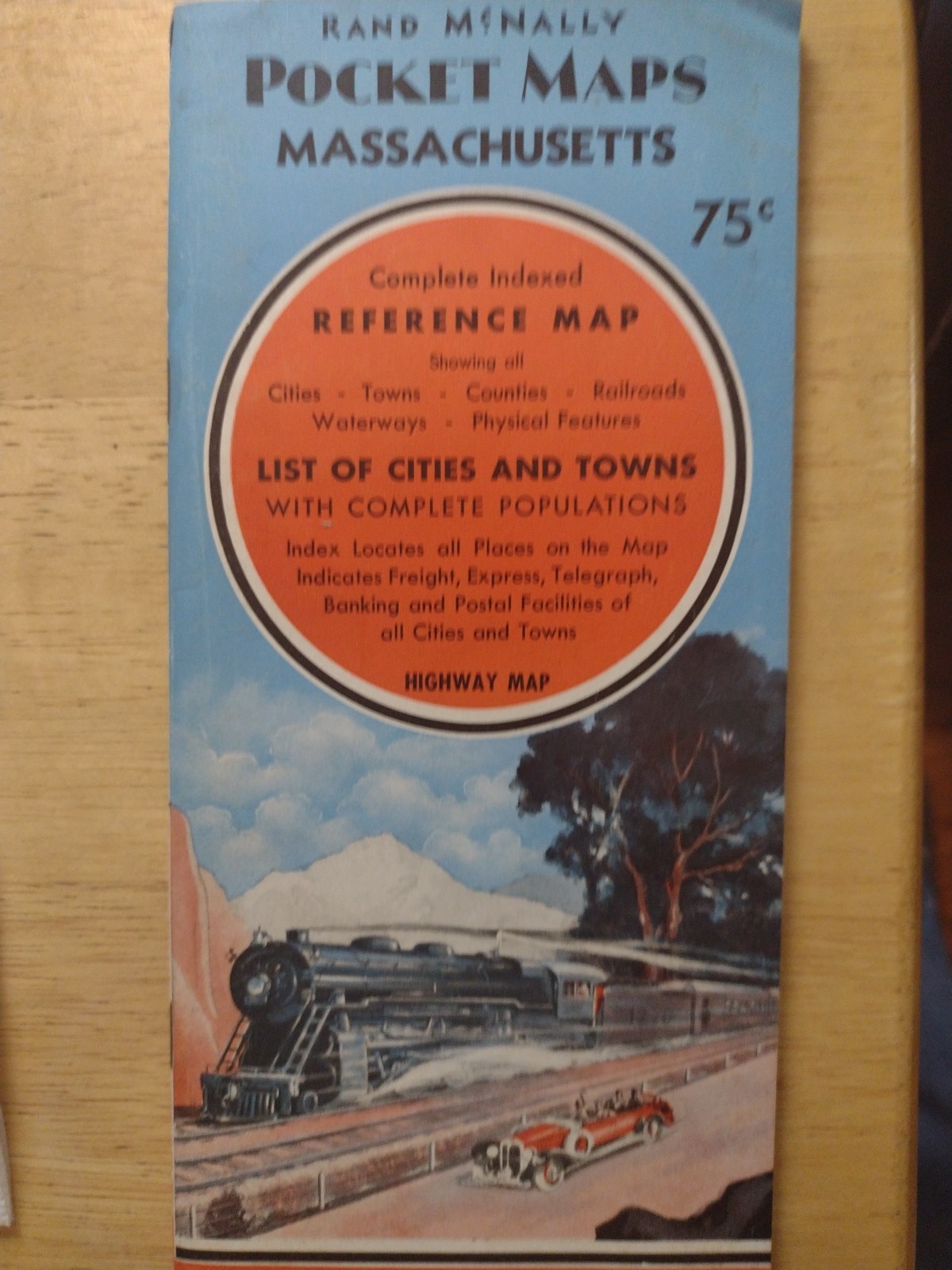 Rare 1941 Rand McNally Pocket Maps  Massachusetts Complete Reference Map 