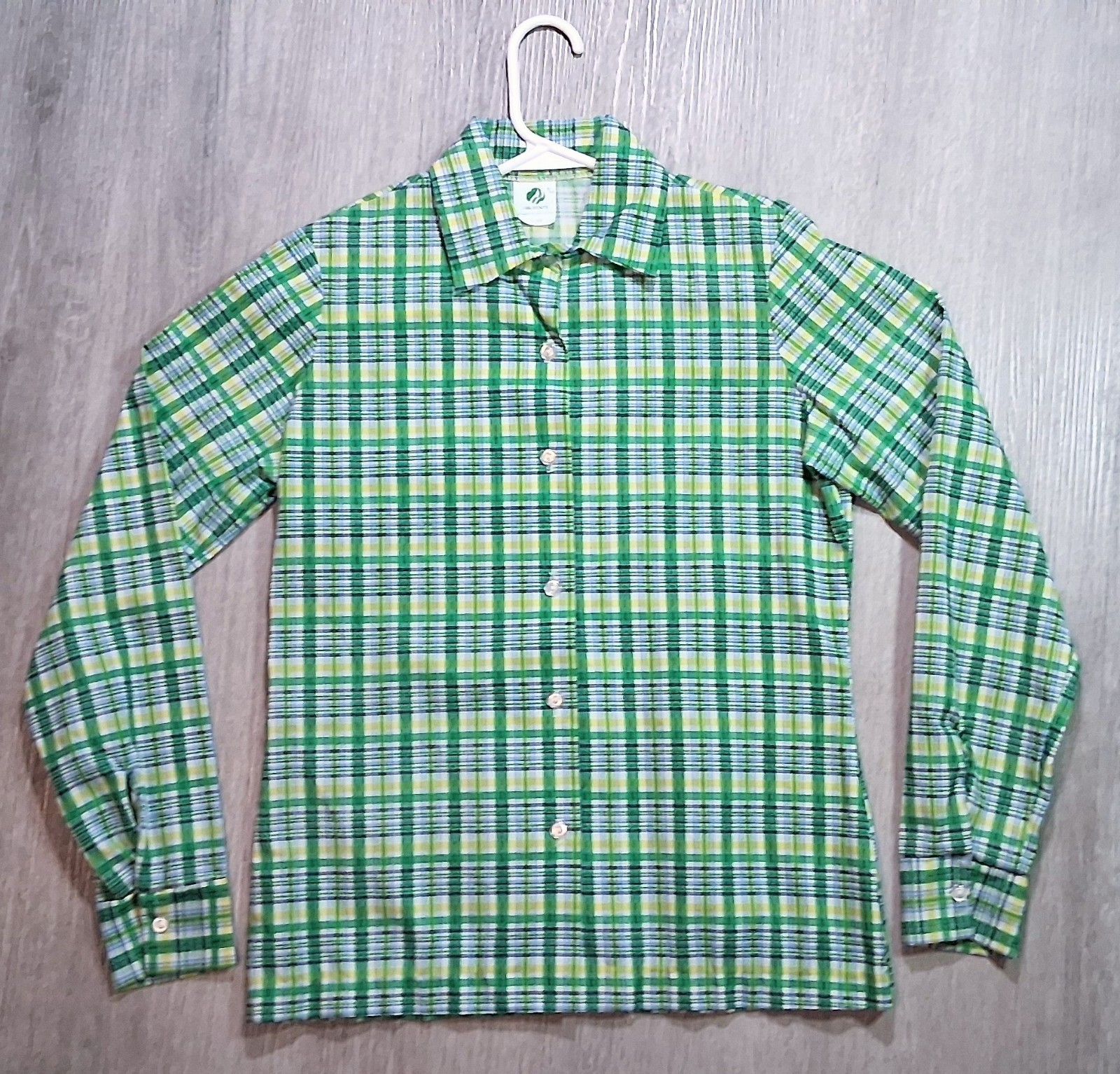 Vtg 1970s Official GIRL SCOUT Uniform Shirt Plaid NOS New Old Stock (Size 9/10)