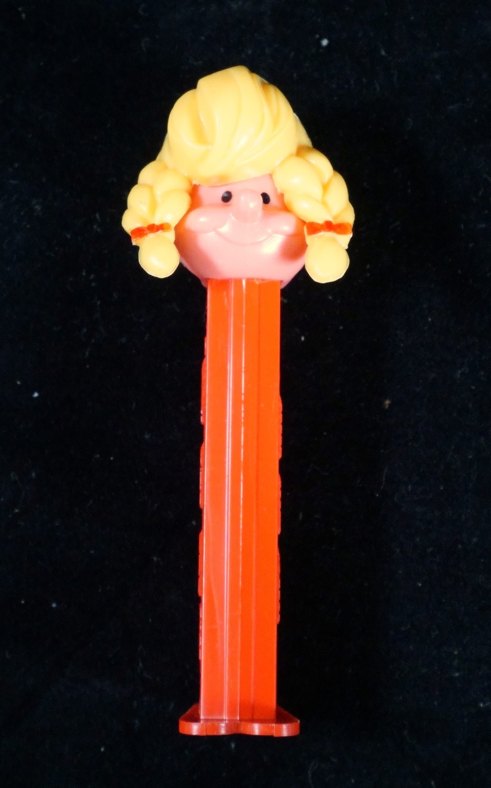 Vintage Pez Dispenser Blonde Pigtail Girl Footed Red Stem (A3)