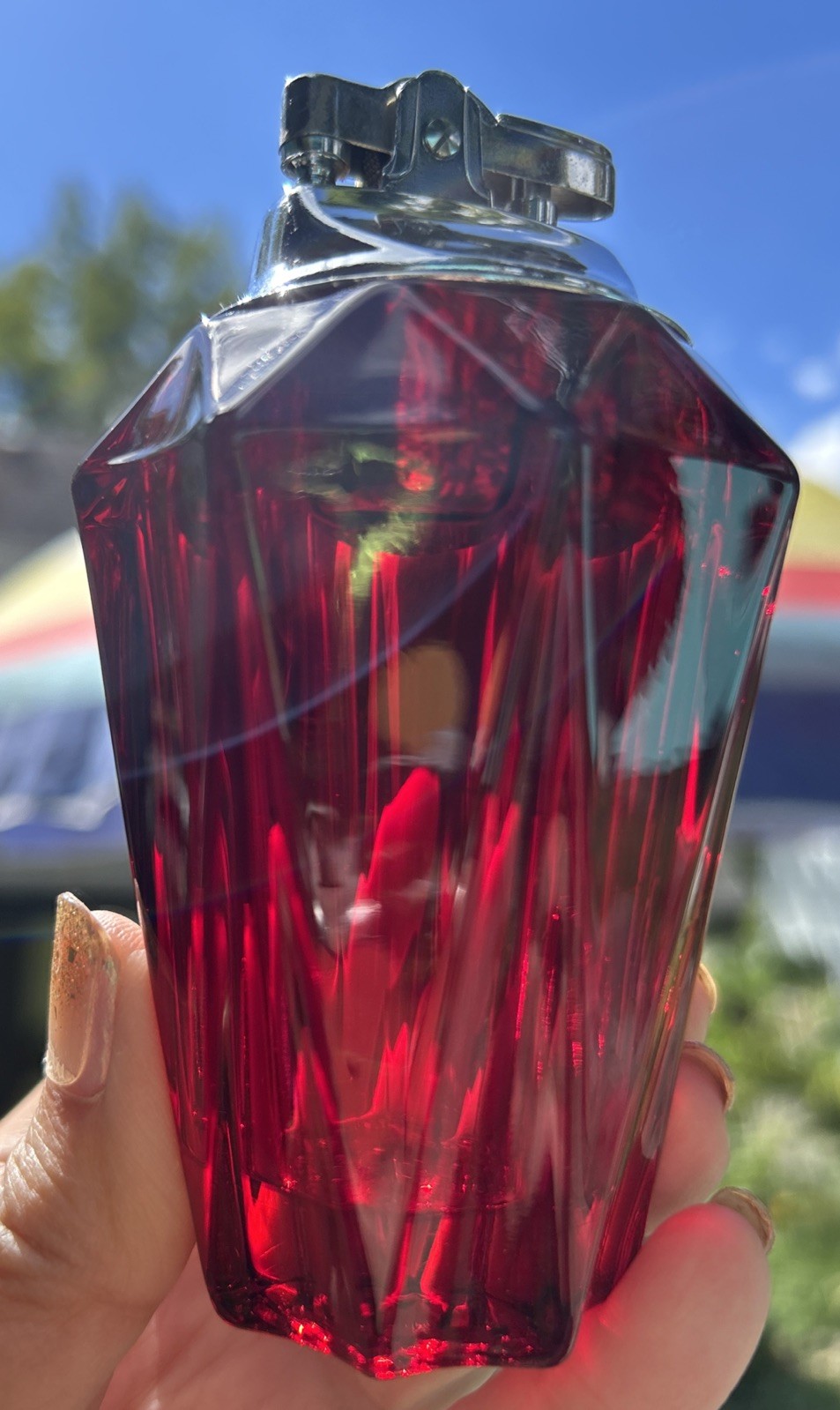 Vintage Viking Ruby Red Glass Diamond Point Cigarette Table Lighter 4.5” x 2.5” Vintage Viking Ruby Red Glass Diamond Point Cigarette Table Lighter 4.5” x 2.5”