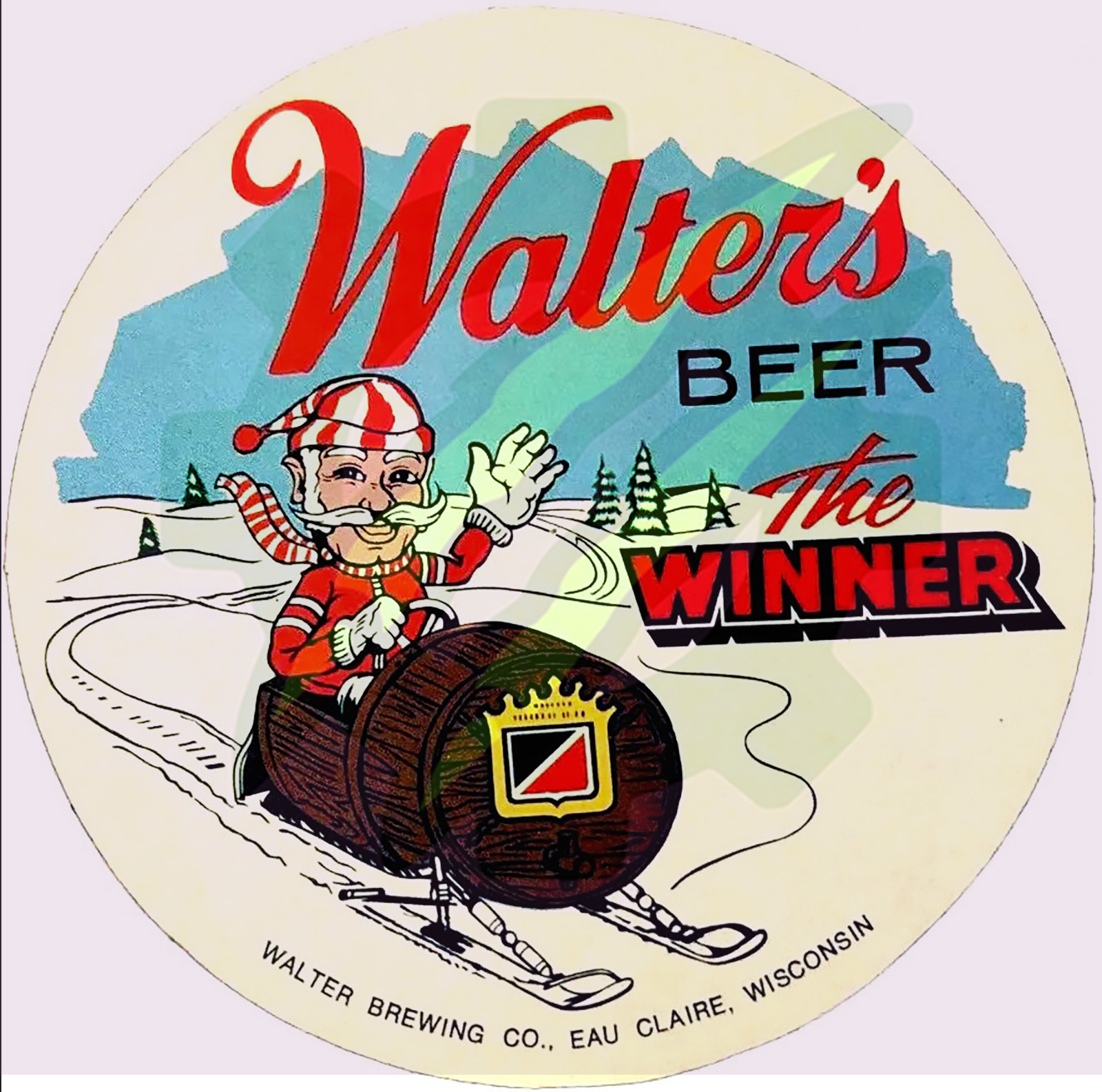 Vintage Walter’s Beer Sticker 1960s–70s The Winner – 9cm Round – Eau Claire WI Vintage Walter’s Beer Sticker 1960s–70s The Winner – 9cm Round – Eau Claire WI