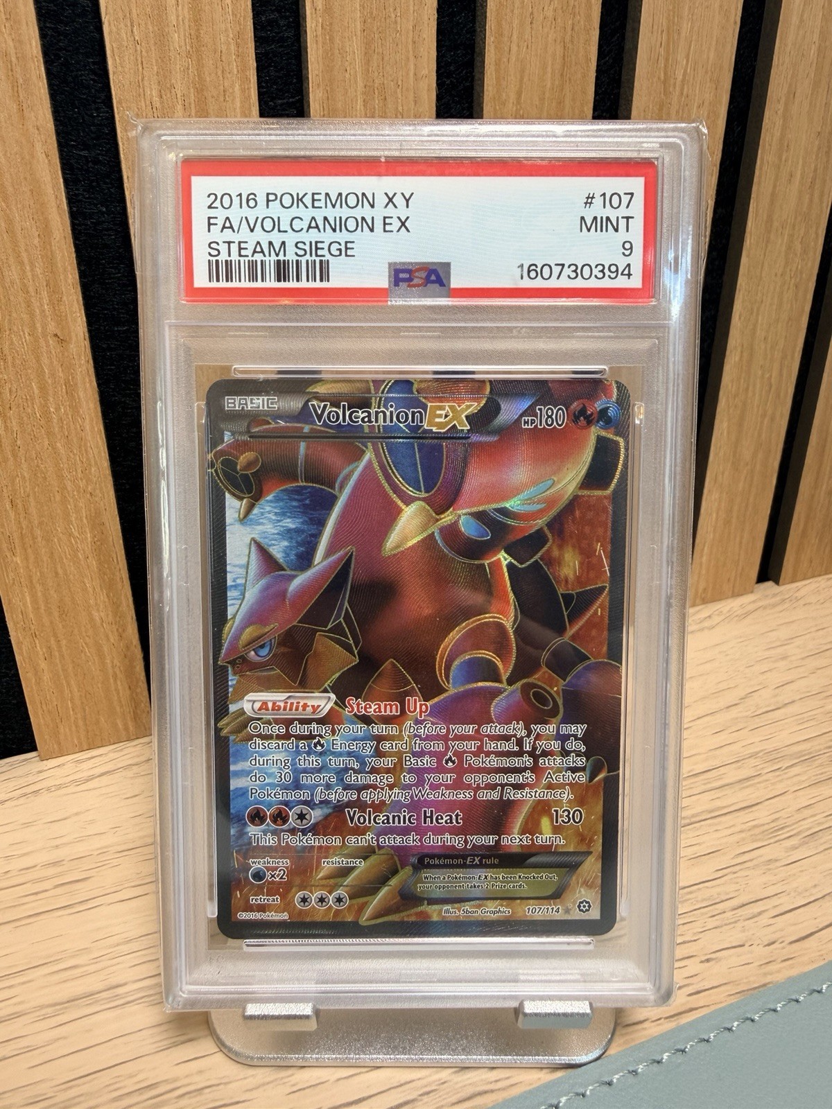 Pokemon Volcanion EX 107/114 XY Steam Siege Full Art Holo - PSA 9