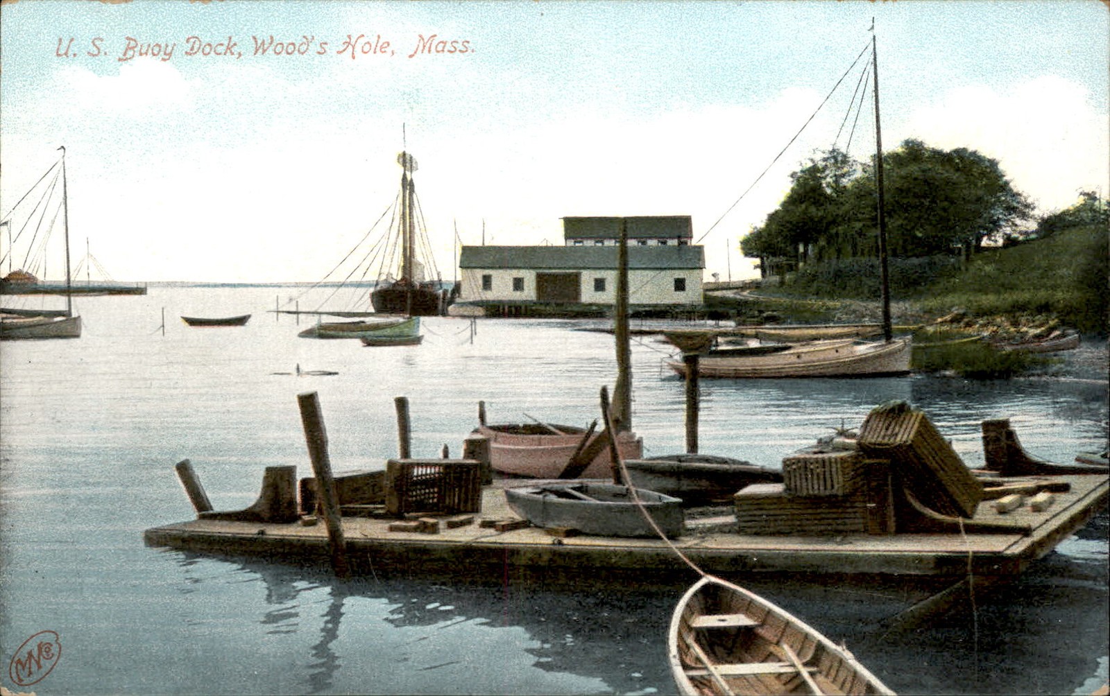 Wood\'s Hole Massachusetts MA U.S. Buoy Dock M&C c1900s-10s Vintage Postcard