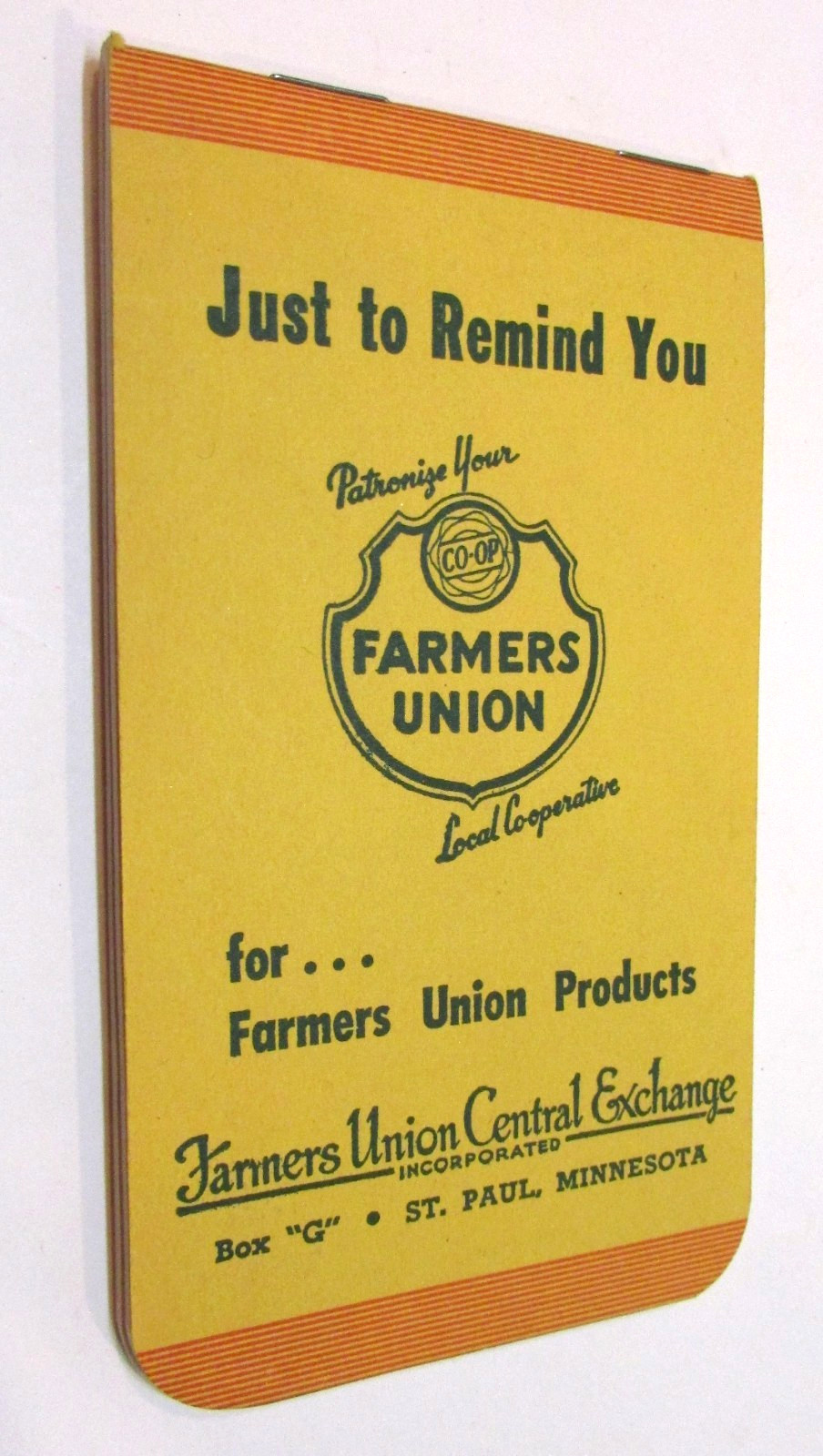 New Vintage 1940s Farmers Union Central Exchange Co-Op Small 3x5 Pocket Notebook