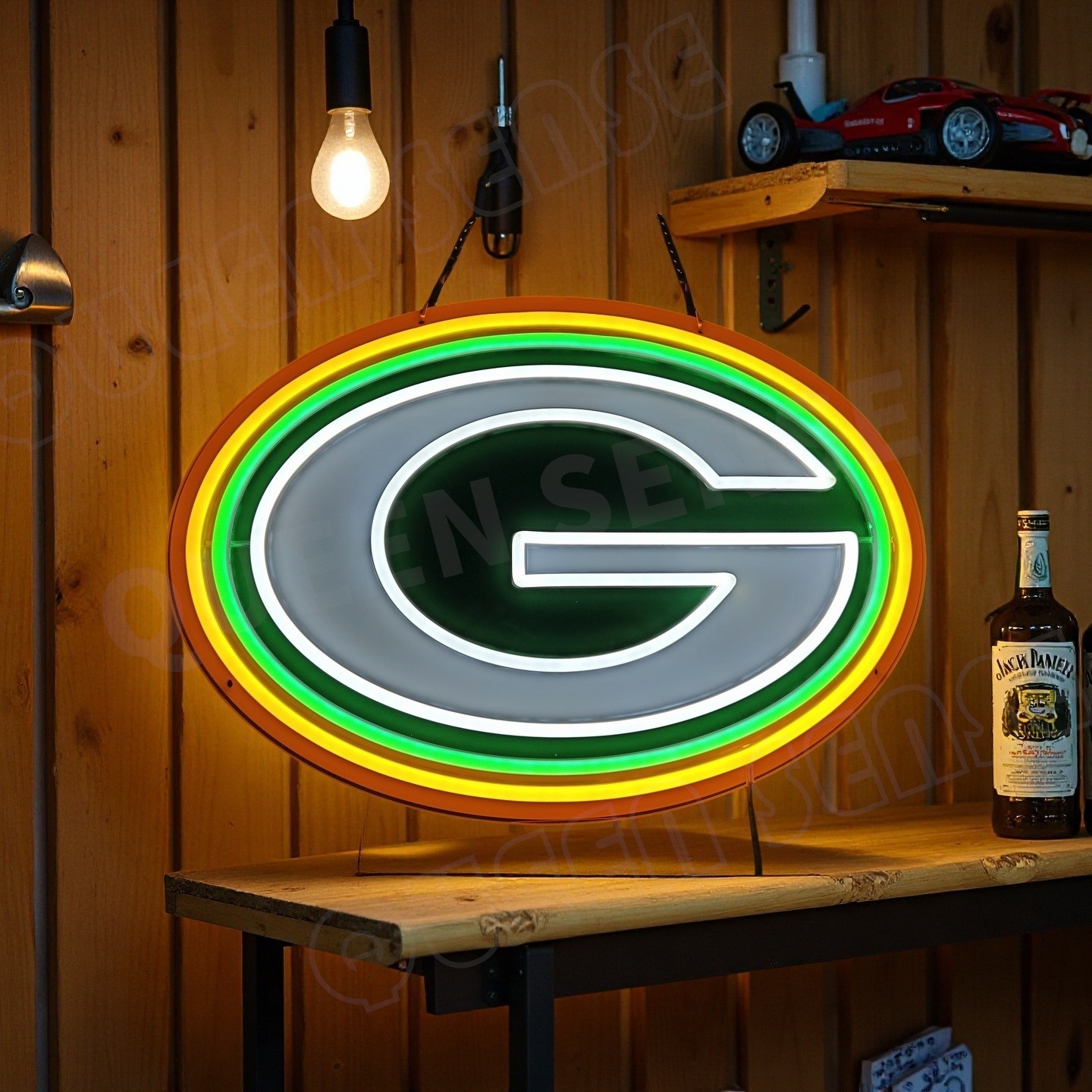 Green Bay Packers Logo LED Neon Sign With Dimmer USB Powered Adjustable Light