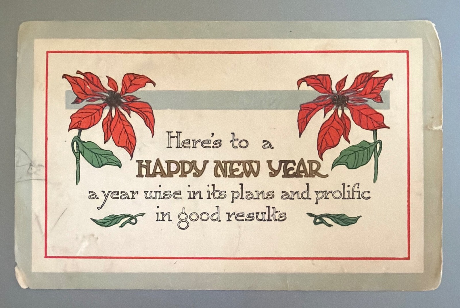 Postcard c1913 Happy New Year Poinsettia Gibson Lines Cincinnati Poolesville Postcard c1913 Happy New Year Poinsettia Gibson Lines Cincinnati Poolesville