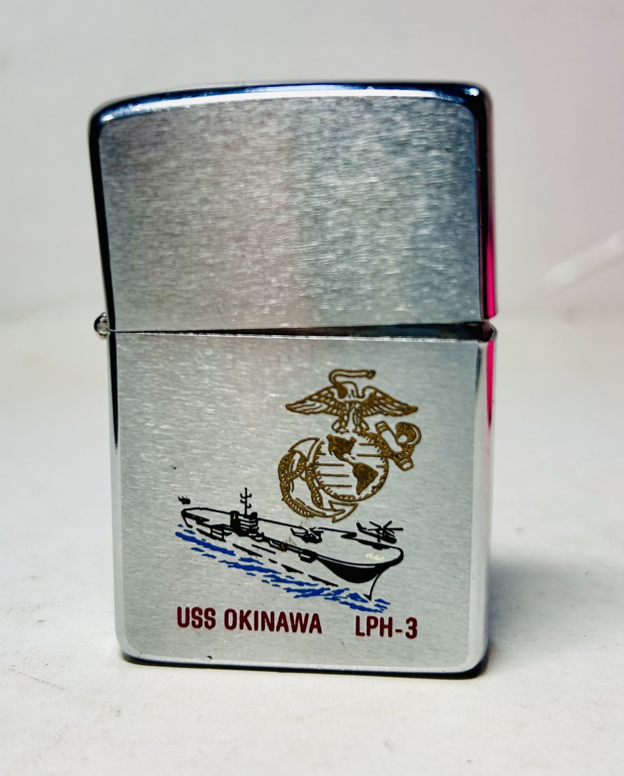 ViIETNAM ERA 1973 Zippo USS OKINAWA LPH-3 Lighter R.G. KISE R A Co WPN SPLT