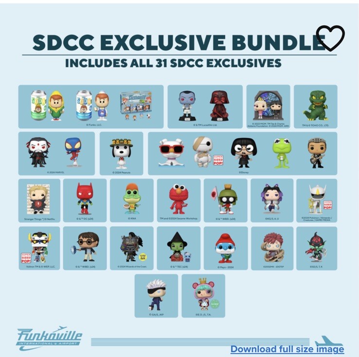 FUNKO POP SDCC / 2024 CONVENTION EXCLUSIVE BUNDLE - ALL 31 PIECES, UNOPENED FUNKO POP SDCC / 2024 CONVENTION EXCLUSIVE BUNDLE - ALL 31 PIECES, UNOPENED