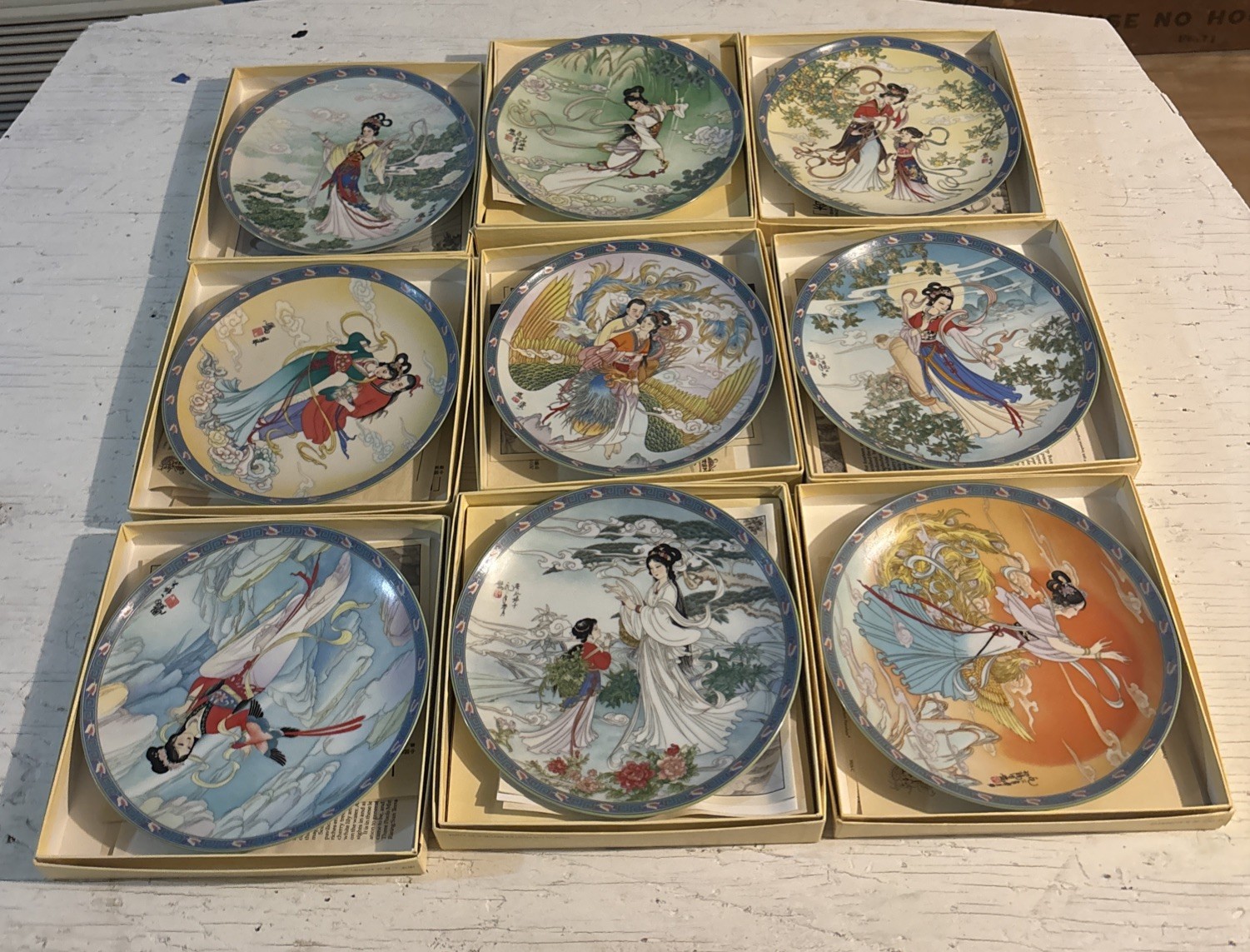 Vintage 1989-1991 Jingdezhen Porcelain Plates Legends of West Lake 9 Pieces Vintage 1989-1991 Jingdezhen Porcelain Plates Legends of West Lake 9 Pieces