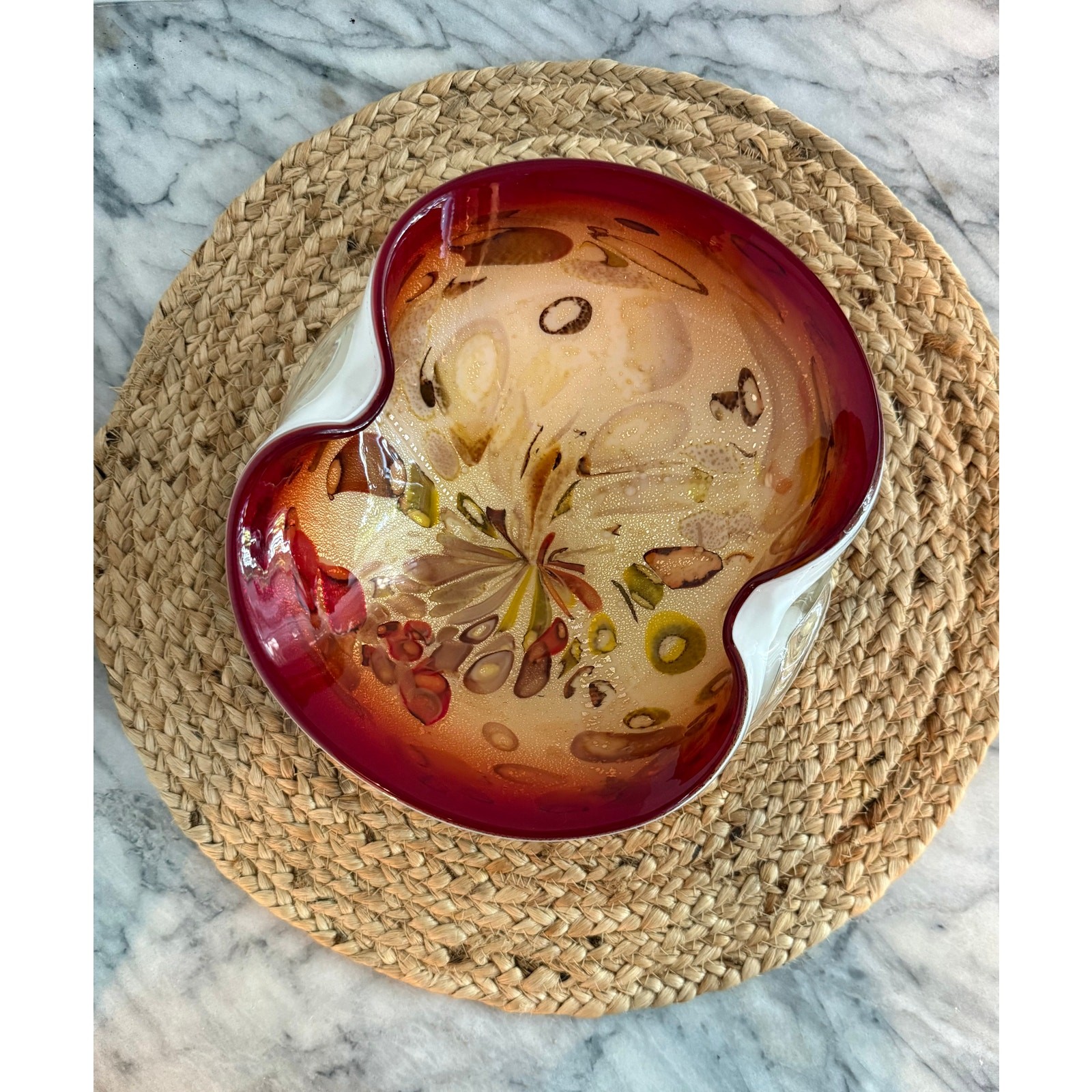 Vintage Murano art glass red and gold \