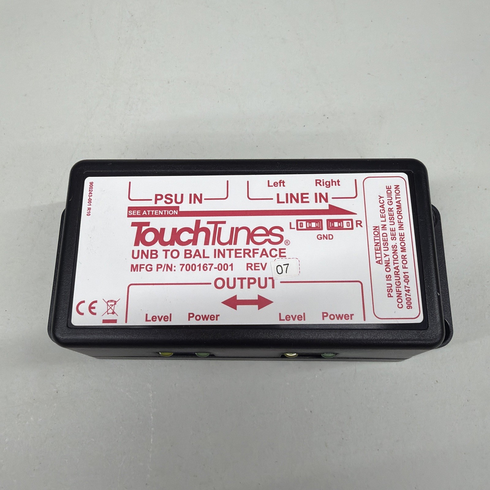 TouchTunes UNB To BAL Interface ID Box. Tested working. 