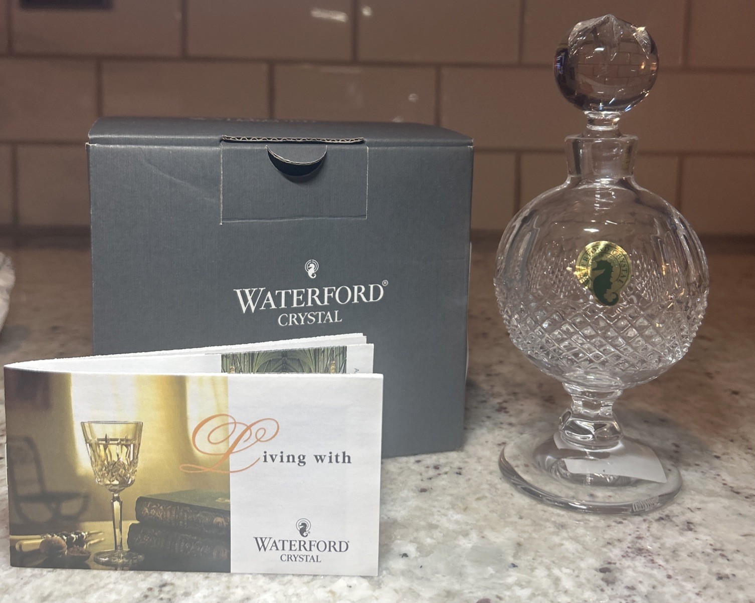 WATERFORD CRYSTAL *COLLEEN* GLASS FOOTED  PERFUME BOTTLE NIB