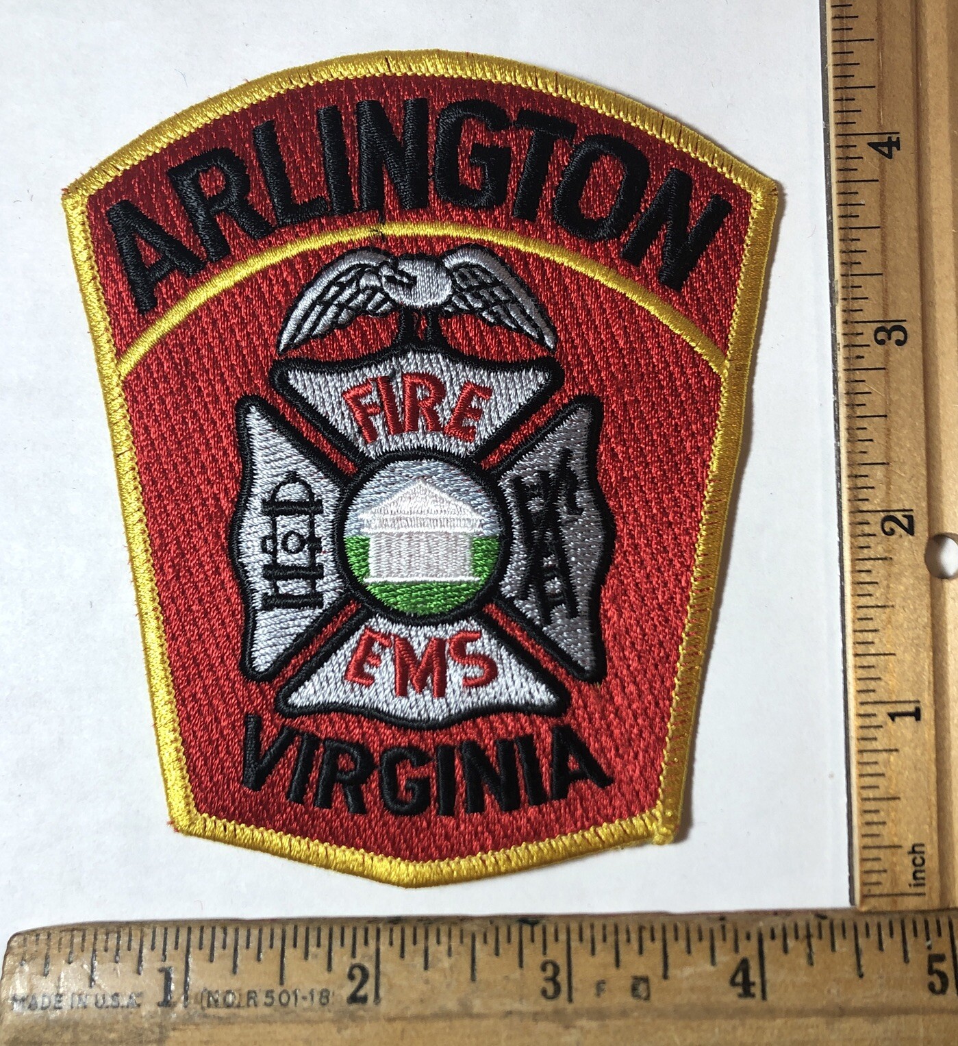 Vintage Arlington Virginia Fire Department Patch Rescue Emergency EMS