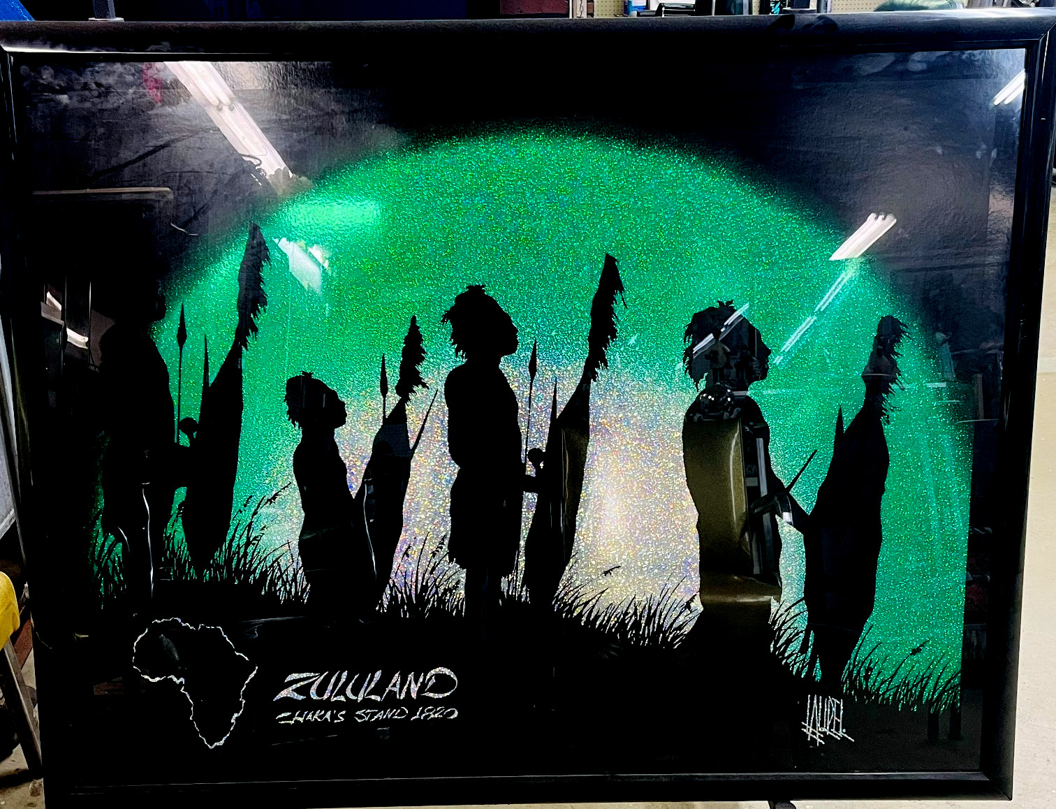 LARGE African Zulu Tribe Wall Art, Zululand Chaka\'s Stand 1820, FRAMED