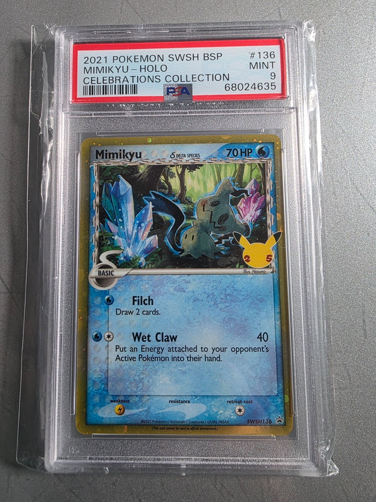 2021 Pokemon Celebrations Collection Mimikyu Holo SWSH136 Promo EN PSA 9