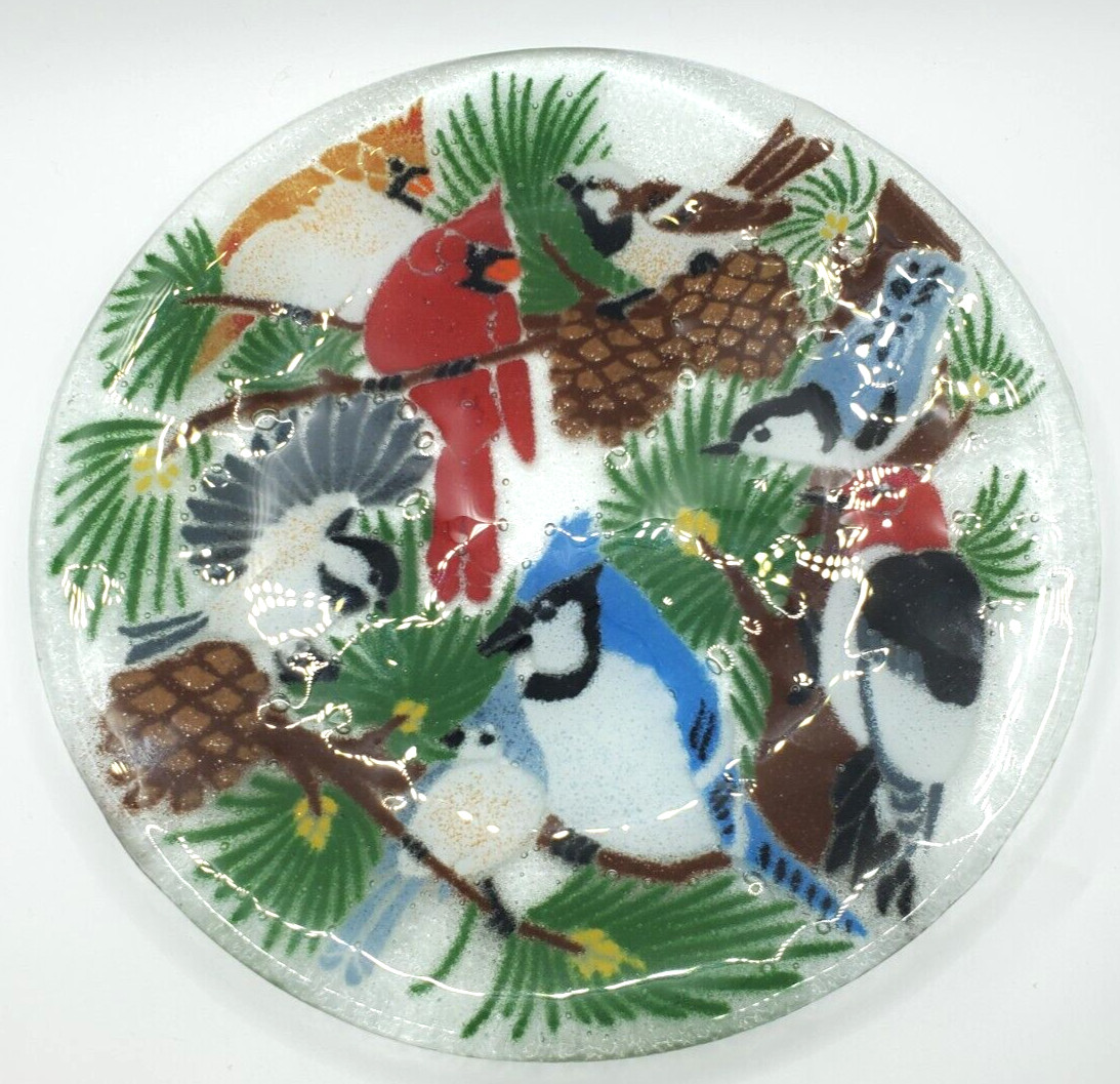Peggy Karr, Bird Fused Glass Bowl Signed