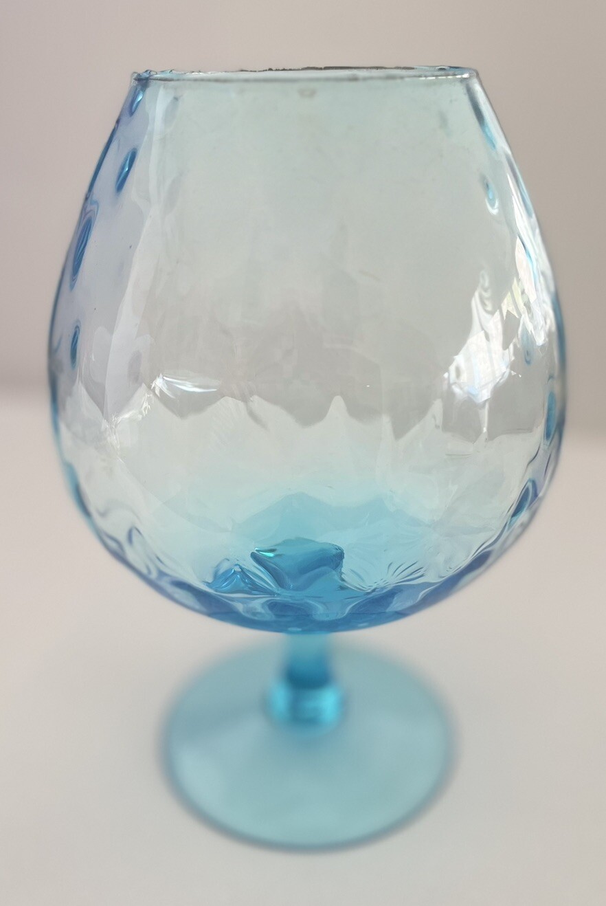Vintage Large Empoli Italy Aqua Blue Optic Brandy Snifter  8”SALE