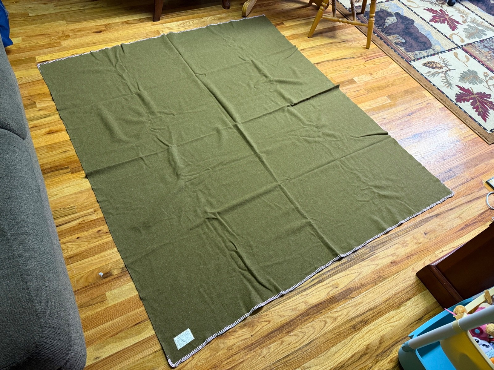 ORIGINAL WWII US ARMY INFANTRY M1934 WOOL FIELD BLANKET-TAGED, DATED 1940