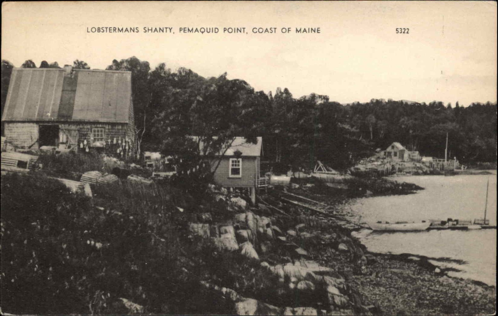 Pemaquid Point ME Maine Lobsterman Shanty Fishing c1930-50s Vintage Postcard