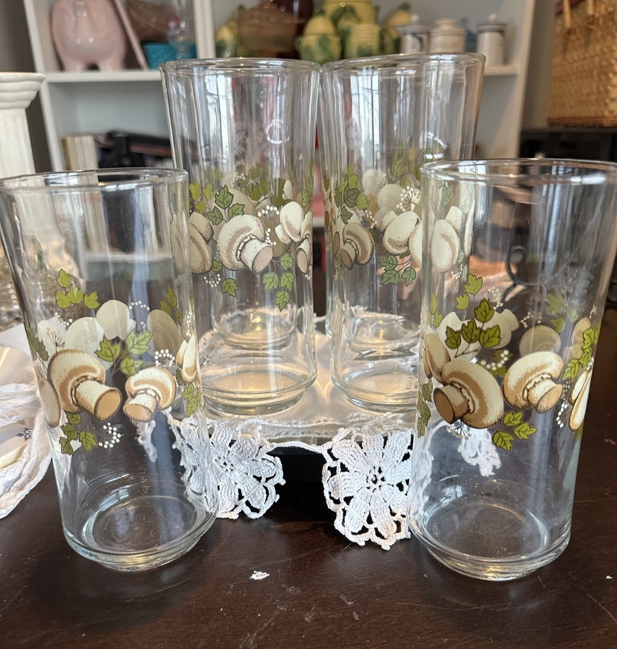 Vintage LIBBEY FRANCO 70\'s Mushroom Tumbler Tall Drinking Glass 16oz - Set Of 6