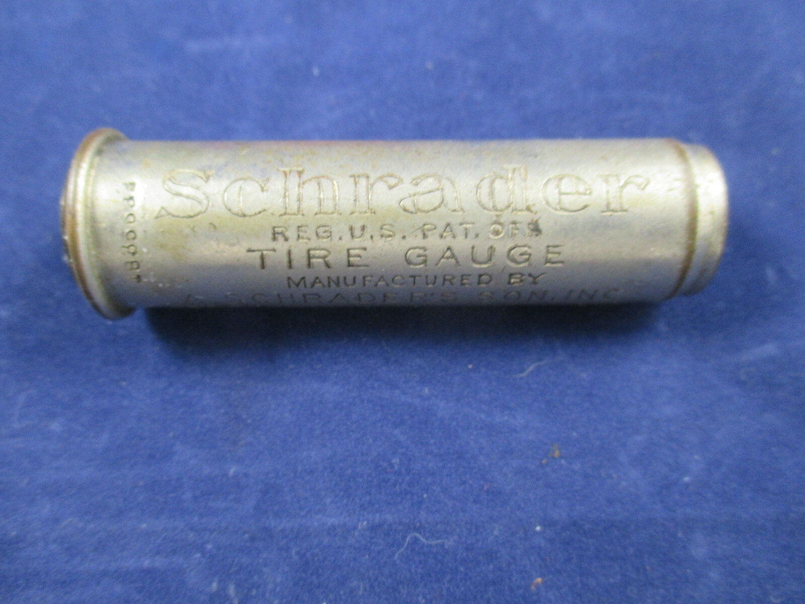 Vintage Schrader  Tire Pressure Gauge With Leather Pouch Patent 1923