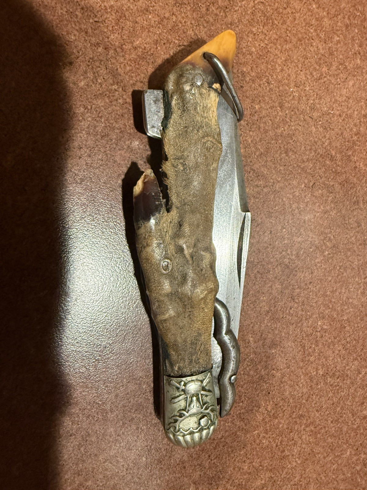 Vintage Western Cutlery Co Austria Deer Hoof Folding Pocket Knife Corkscrew Rare