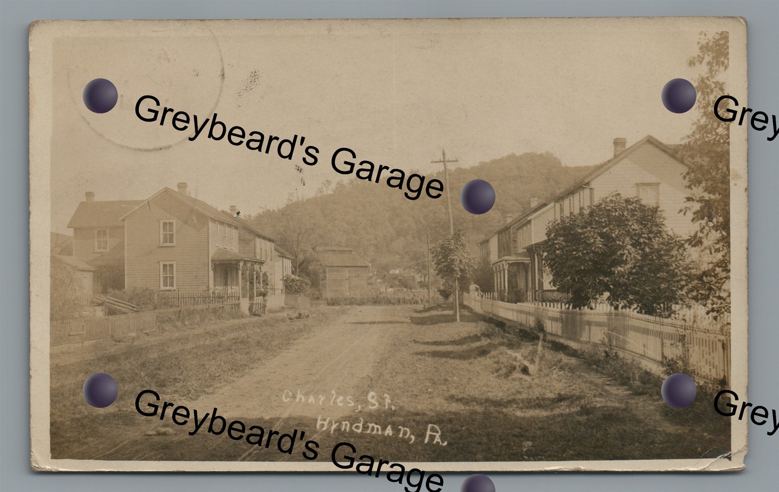 RPPC Charles Street View HYNDMAN PA Vintage 1909 Real Photo Postcard