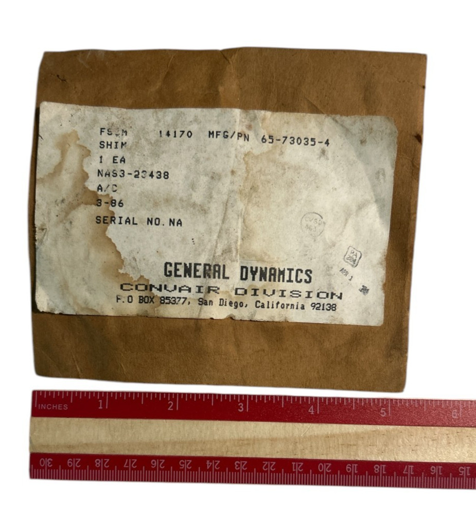 APRIL 1 1984? NASA SPACE PROGRAM SHIM SEALED IN ORIGINAL PACKAGE A