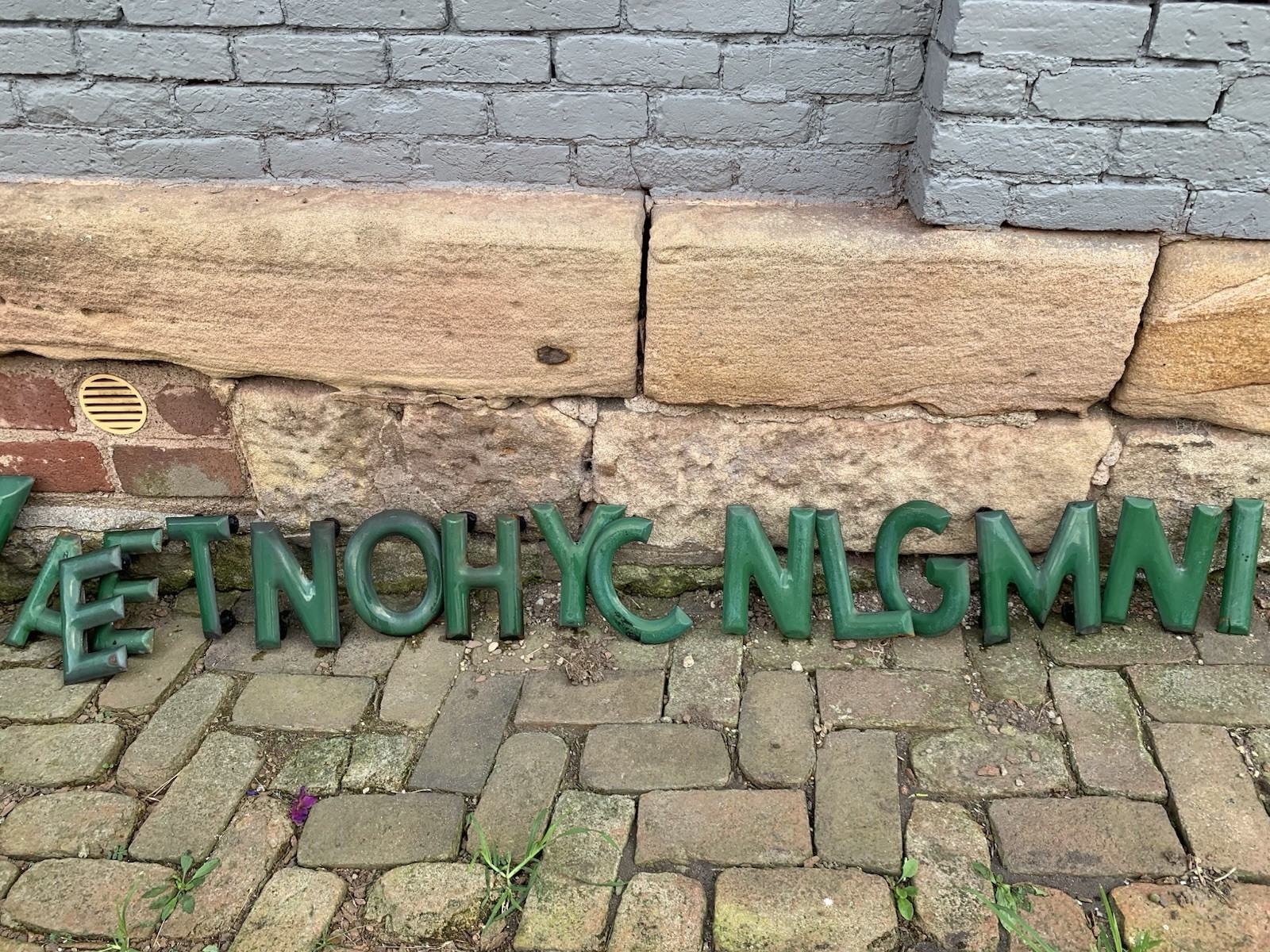 Vintage Porcelain Enamel Letter Sign Green 8