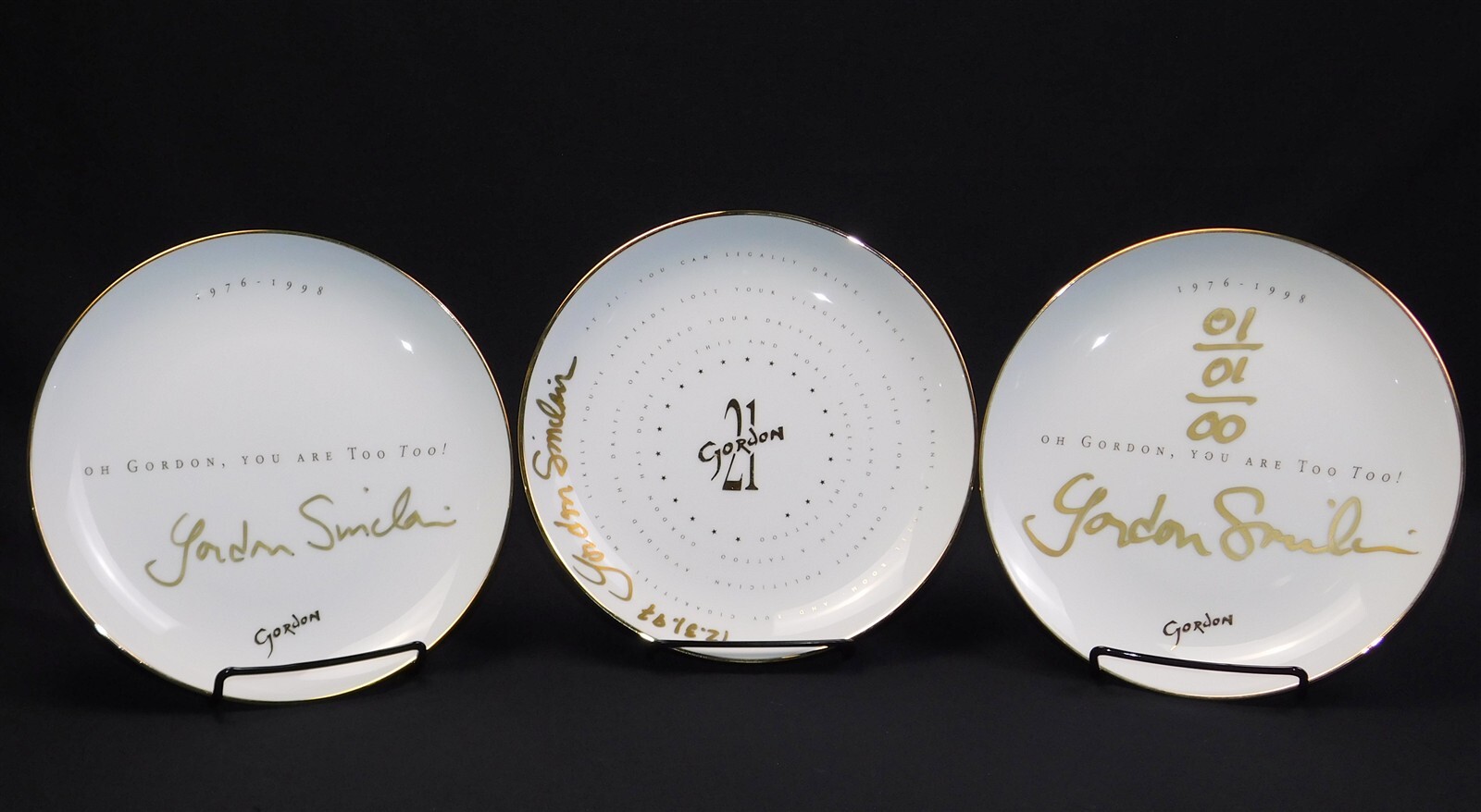 GORDON Chicago Restaurant Anniversaries 3 Plates 1997-98 Hand Signed In Box