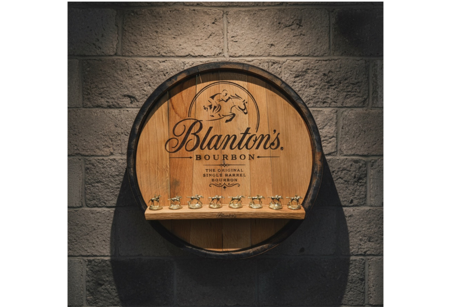 Blanton's Bourbon Barrel Head Display & Cork Stopper Holder Blanton's Bourbon Barrel Head Display & Cork Stopper Holder