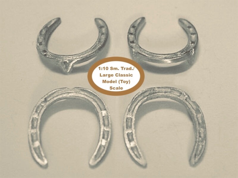 HORSING AROUND Small Traditional / Large Classic 1:10 Scale TOE CLIP HORSE SHOES