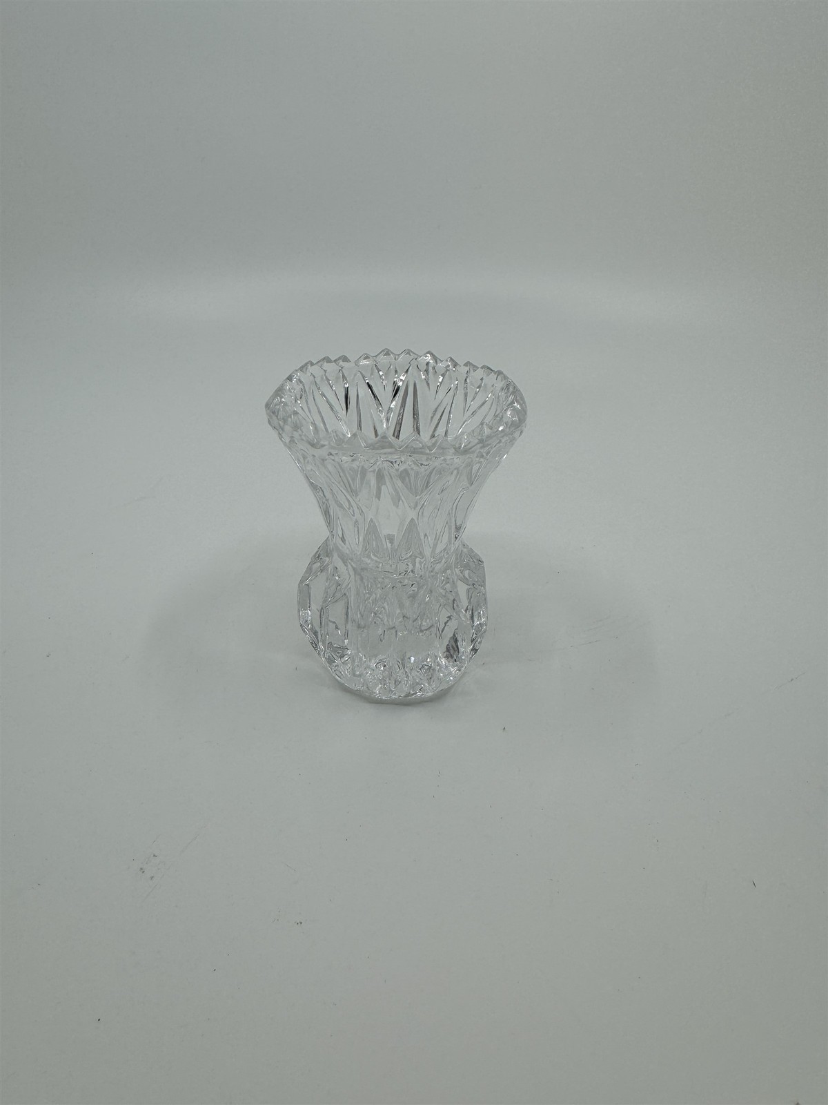 Vintage Crystal Toothpick Holder or Shot Glass Pointed Top Ornate Glass