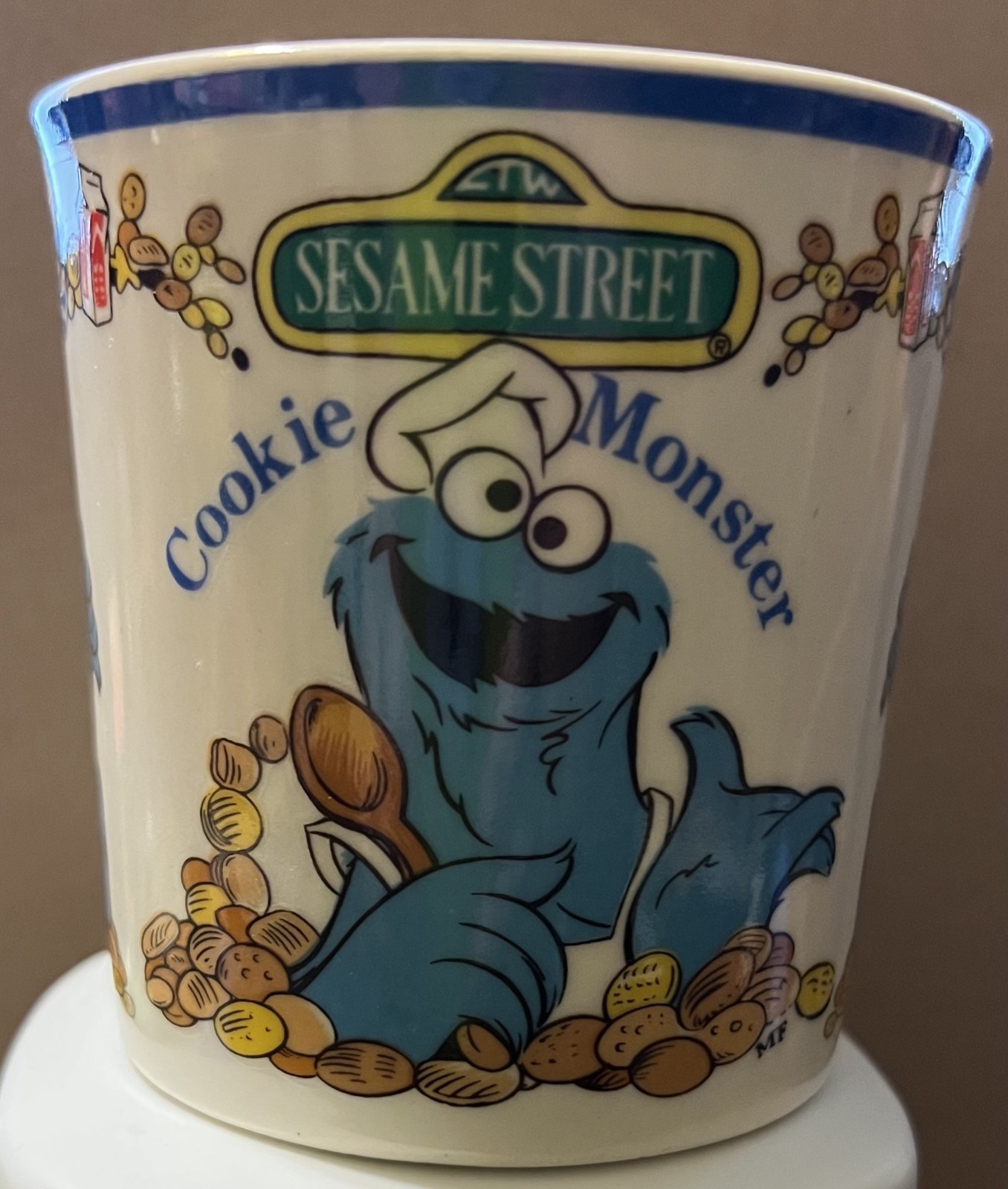 Vintage 1971-1977 COOKIE MONSTER Mug Sesame Street Muppets, smoke free home