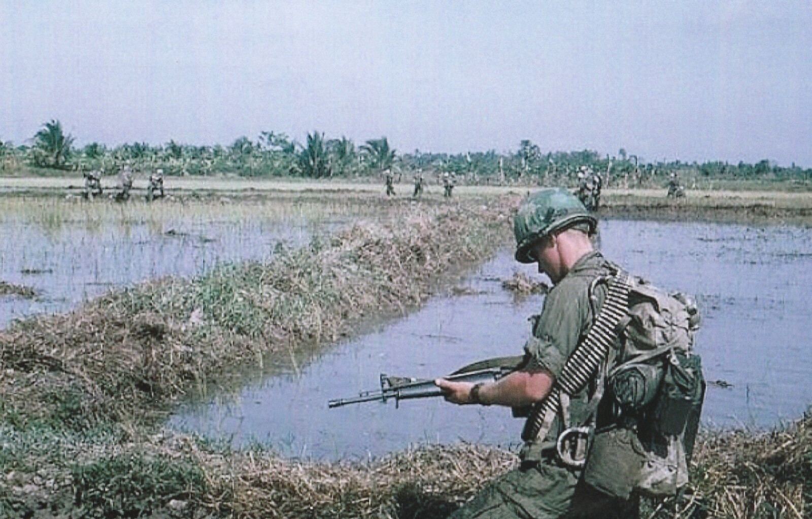 Vietnam  War  Photos -- US  Soldiers Moving though Rice Paddys...