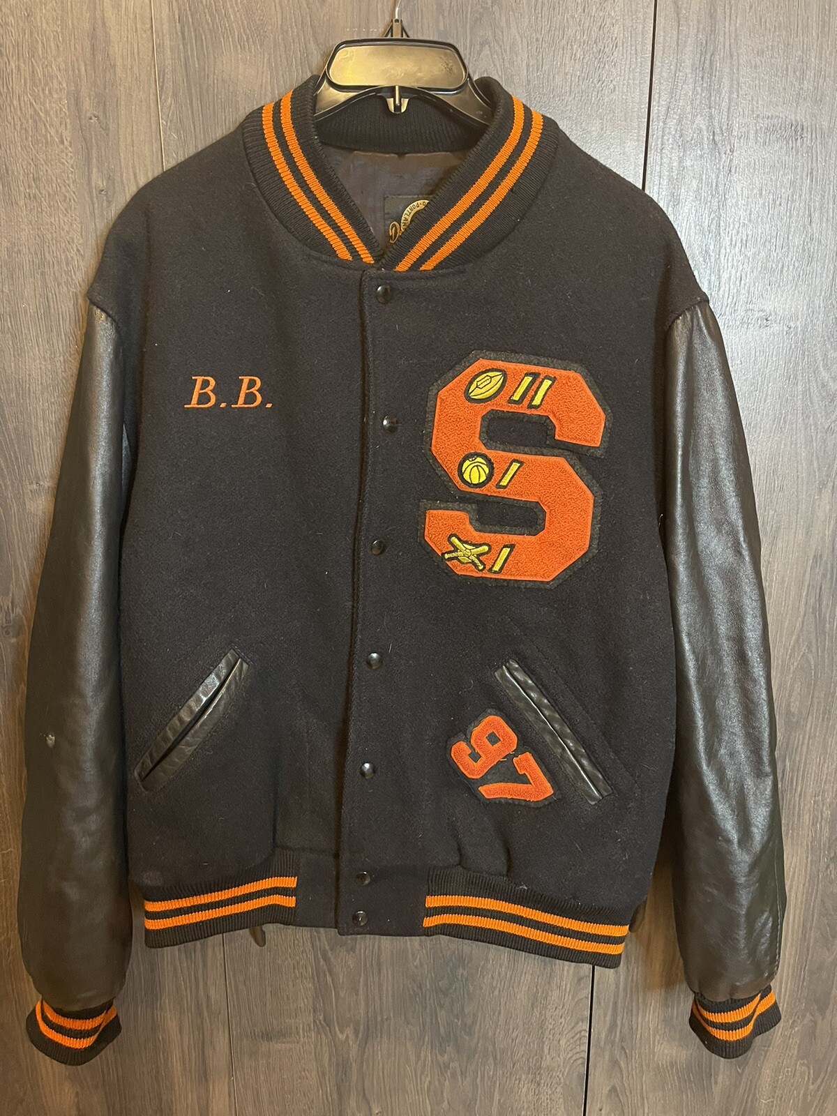 Vintage Highschool Sports Lettermans Jacket Adult XL Black Gunn Vintage Highschool Sports Lettermans Jacket Adult XL Black Gunn
