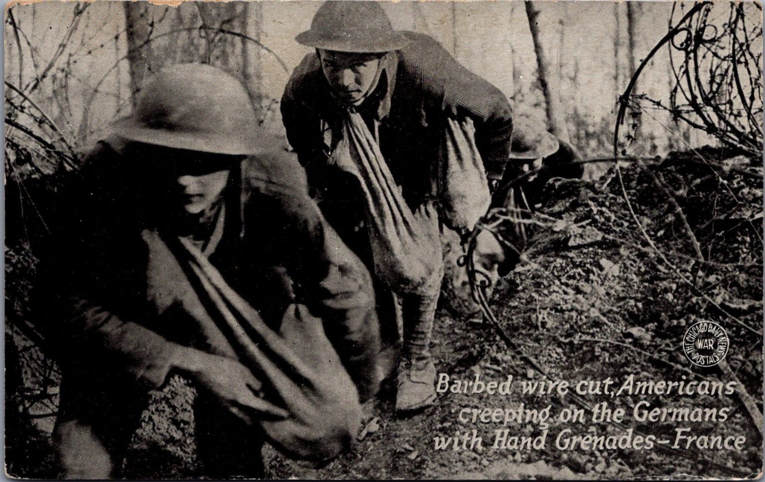 WWI American Soldiers Hand Grenades Barbed Wire France Chicago Daily News PC WWI American Soldiers Hand Grenades Barbed Wire France Chicago Daily News PC