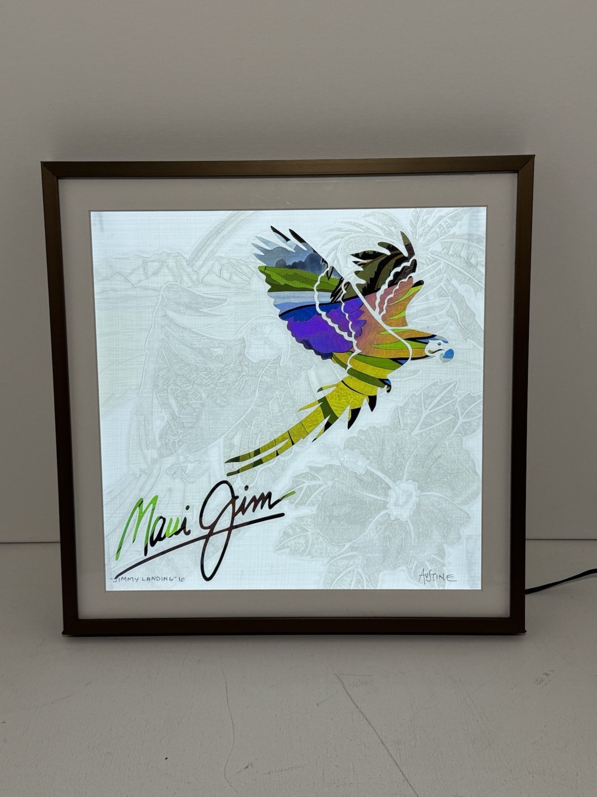 RARE Austine Wood Comarow Maui Jim Polarized Light Box Polage Art 14 X 14