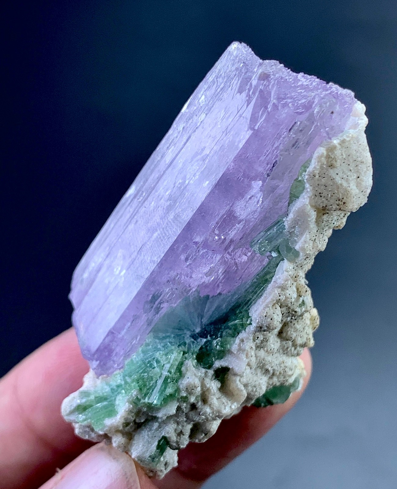 226 Carat Kunzite Crystal Combine with Tourmaline Specimen From Afghanistan