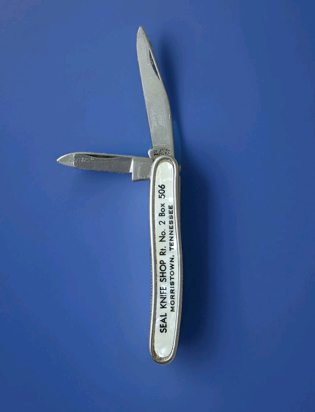 Vtg Colonial Prov RI 506 Pocket Knife 2 Blade Morristown TN Seal Knife Shop USA