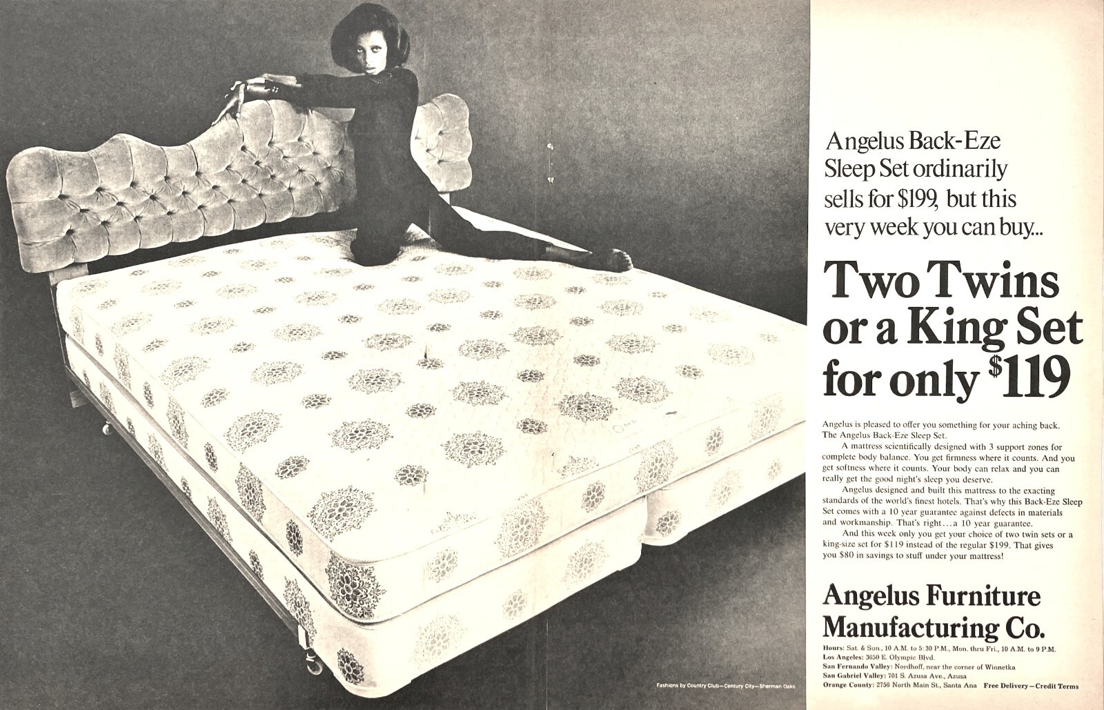 Angelus Furniture Mfg Co Double Wide Centerfold Los Angeles Vtg Mag Print Ad