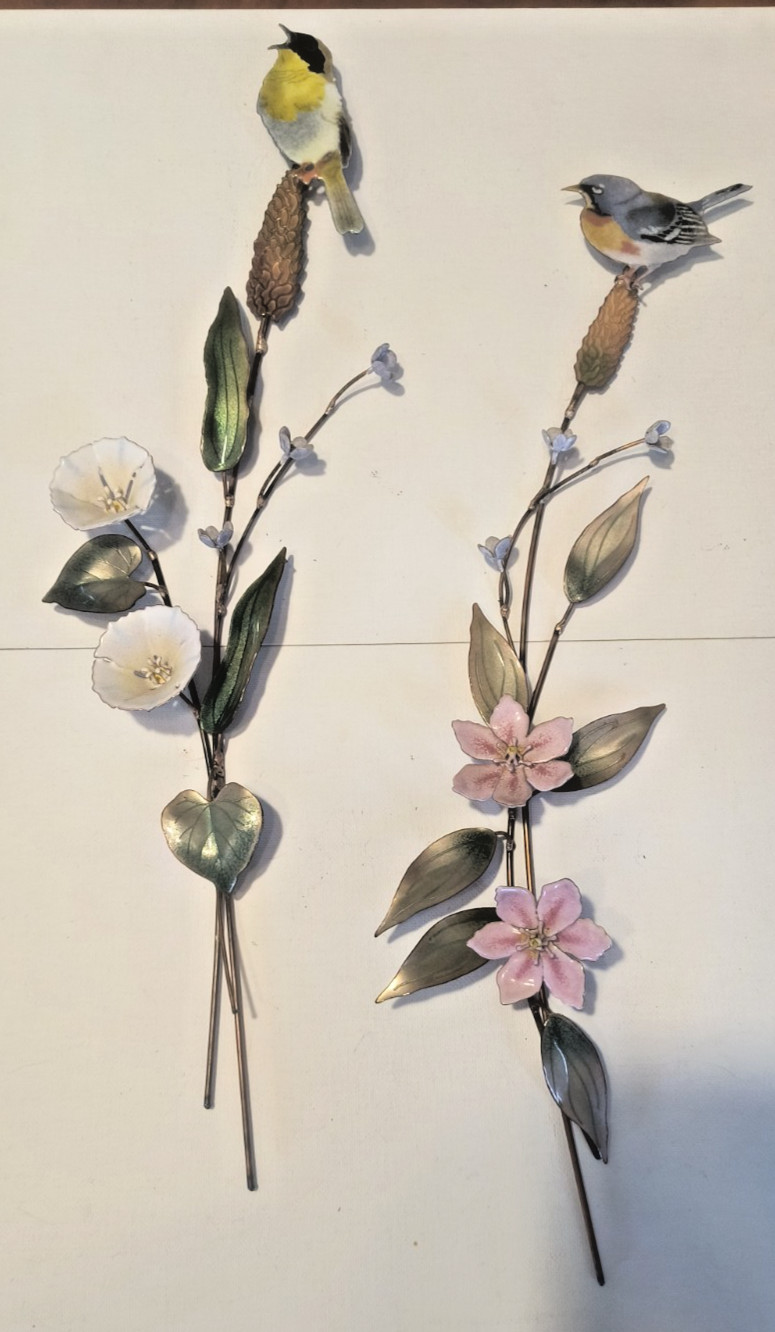 LOT OF 2 Bovano of Cheshire Wall Art Sculpture Bird Leaves Branches Flowers