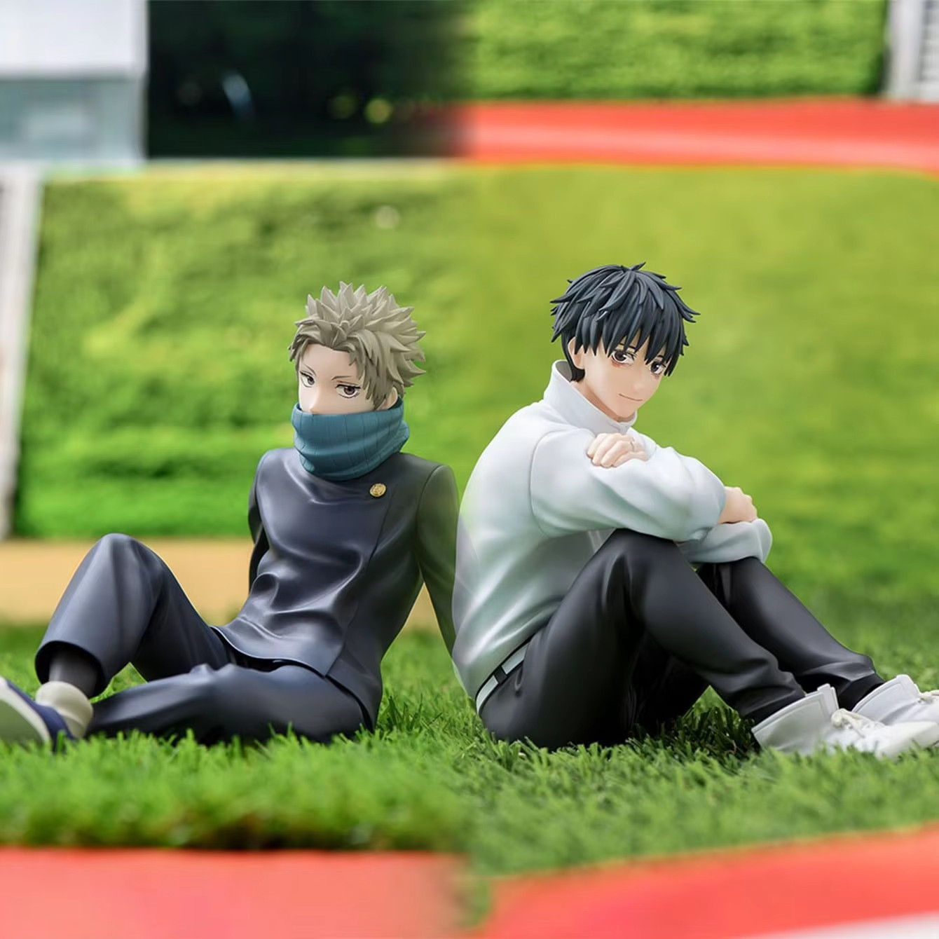 Anime Sorcerer Yuta Toge Sitting Figure Set 2Pcs Miniature Display Model Toy
