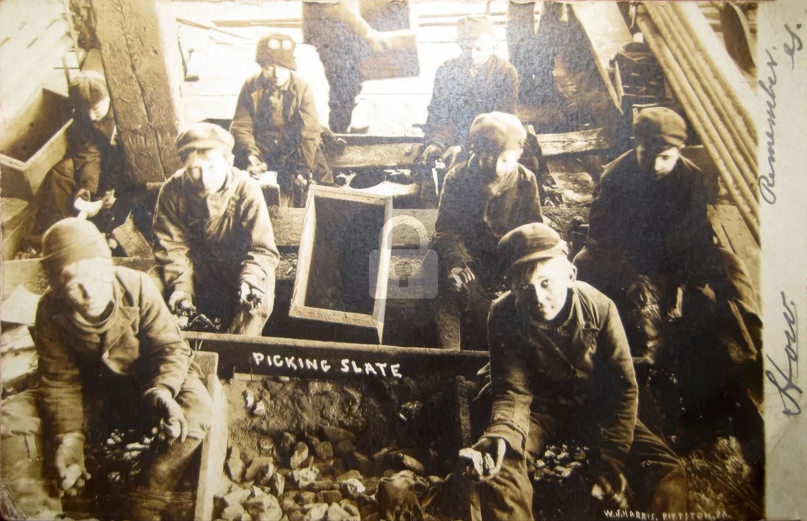 Boys Children Picking Slate Coal Mine RPPC Photo Postcard COPY