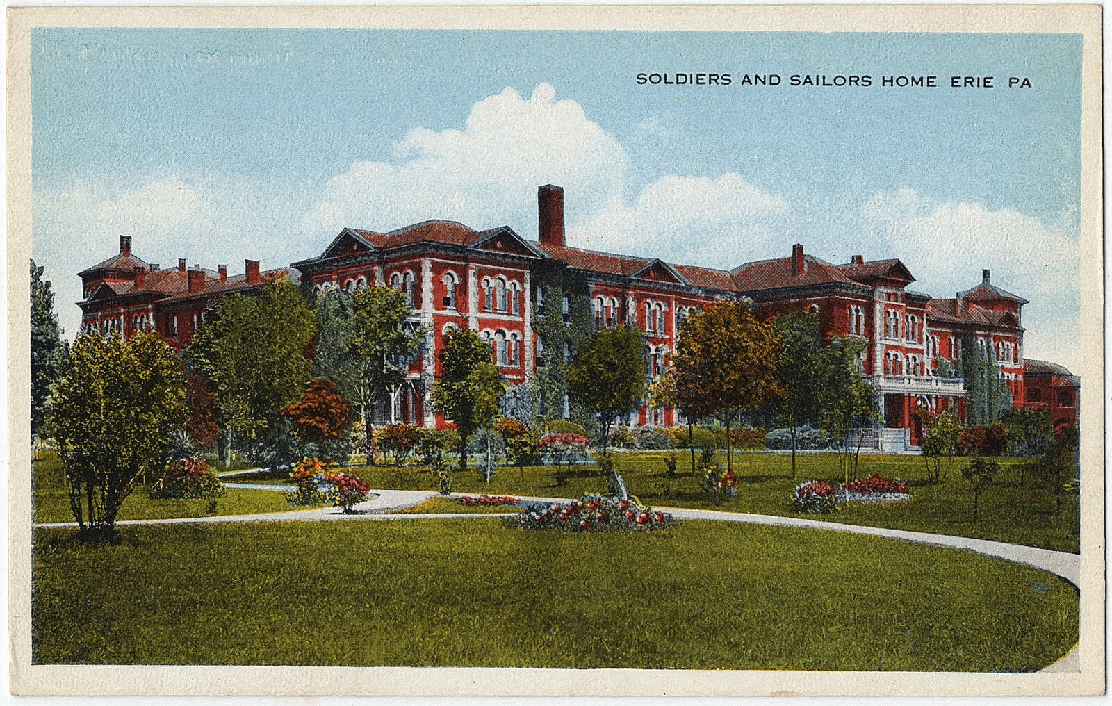 1915-1930 Erie PA Postcard Civil War Soldiers and Sailors Home View Antique WB